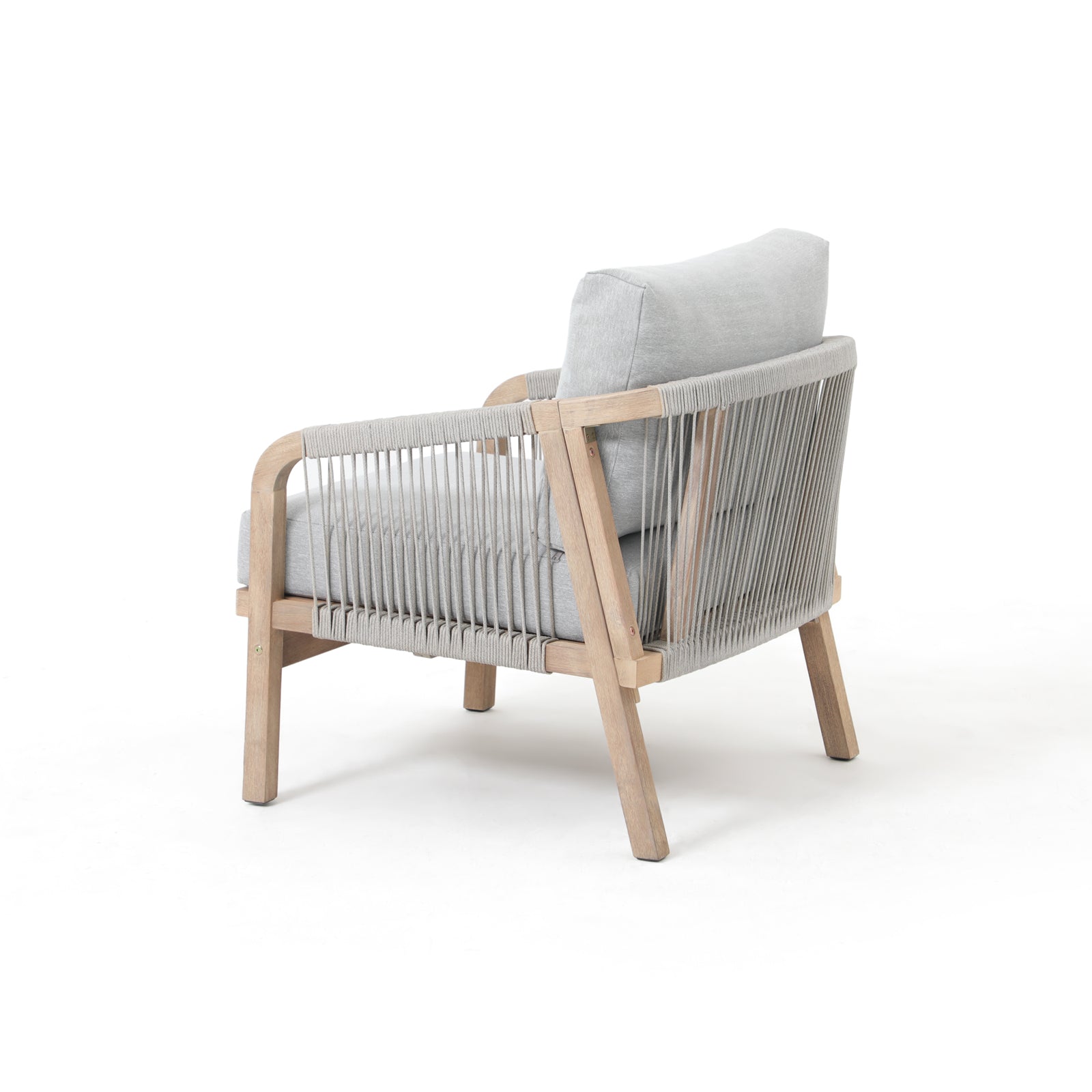 Thalea Textured Outdoor Modern Wooden Rope Lounge Chairs, Set of 2