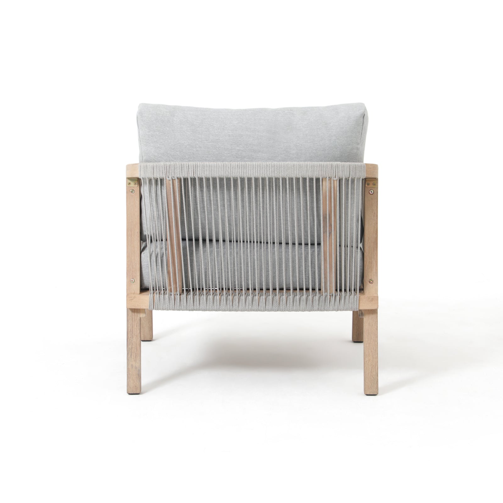 Thalea Textured Outdoor Modern Wooden Rope Lounge Chairs, Set of 2