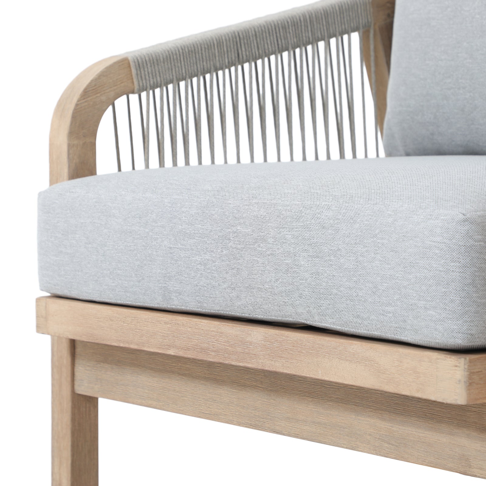 Thalea Textured Outdoor Modern Wooden Rope Lounge Chairs, Set of 2