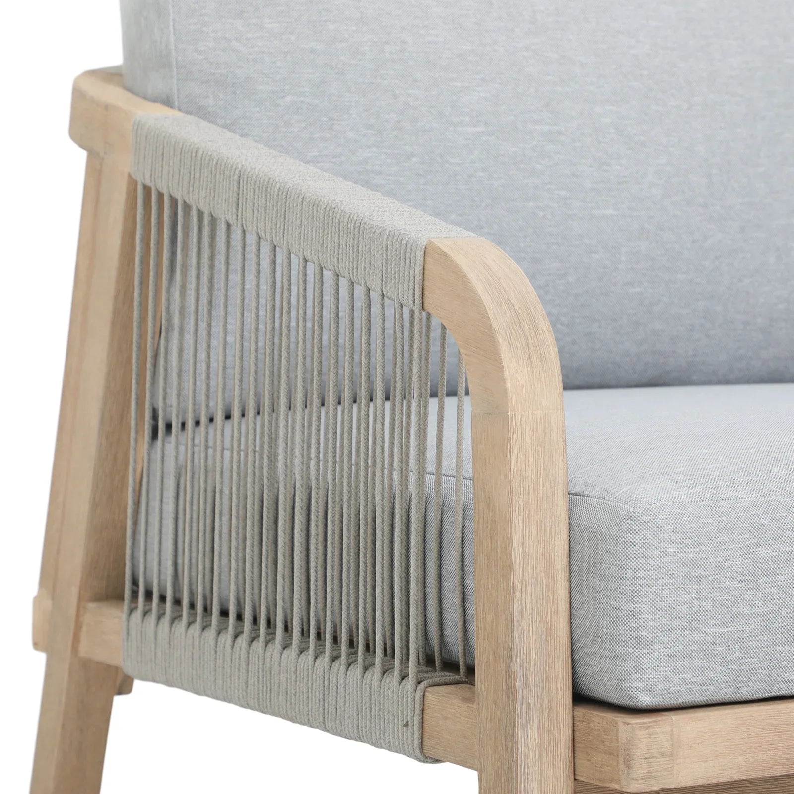 Thalea Textured Outdoor Modern Wooden Rope Lounge Chairs, Set of 2