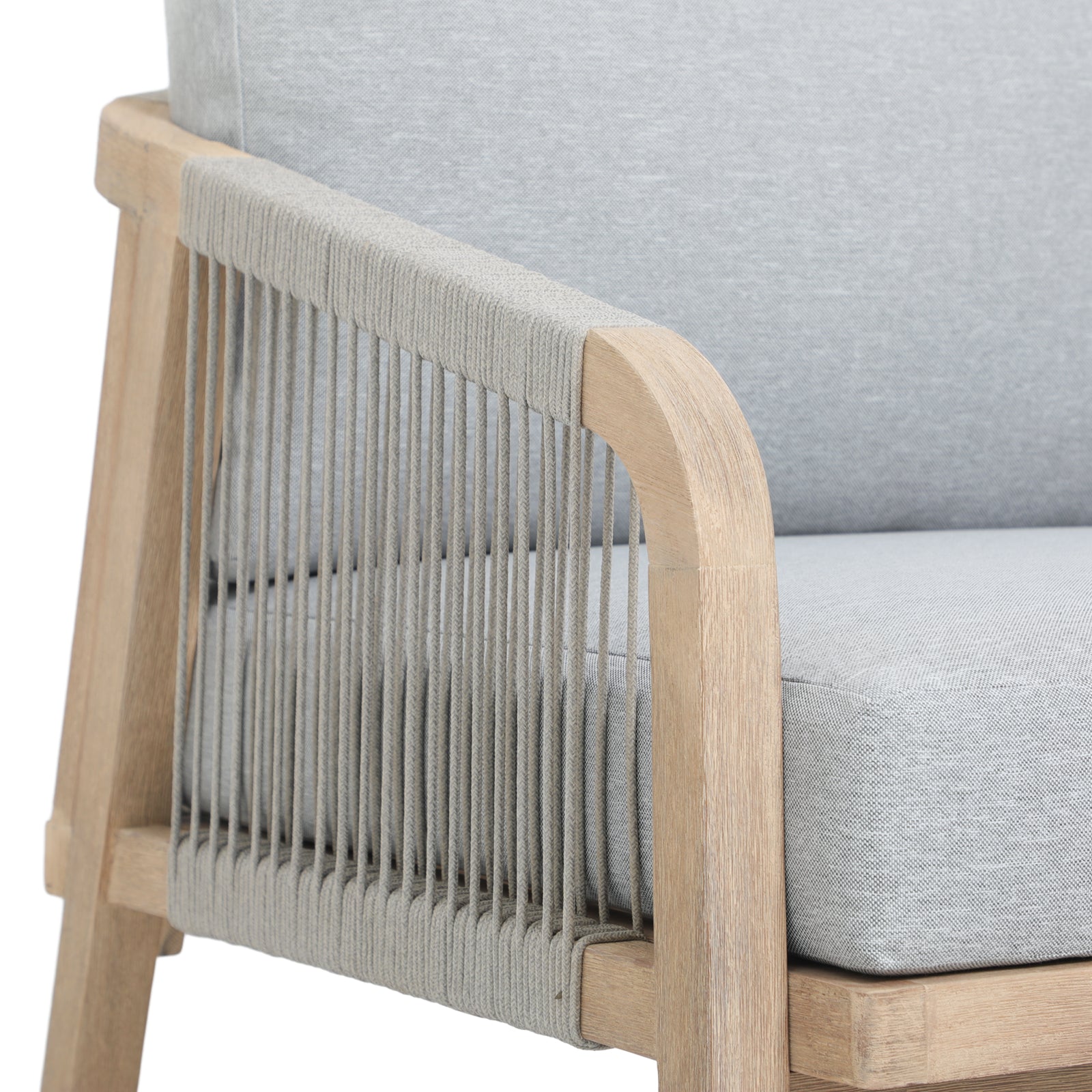 Thalea Textured Outdoor Modern Wooden Rope Lounge Chairs, Set of 2