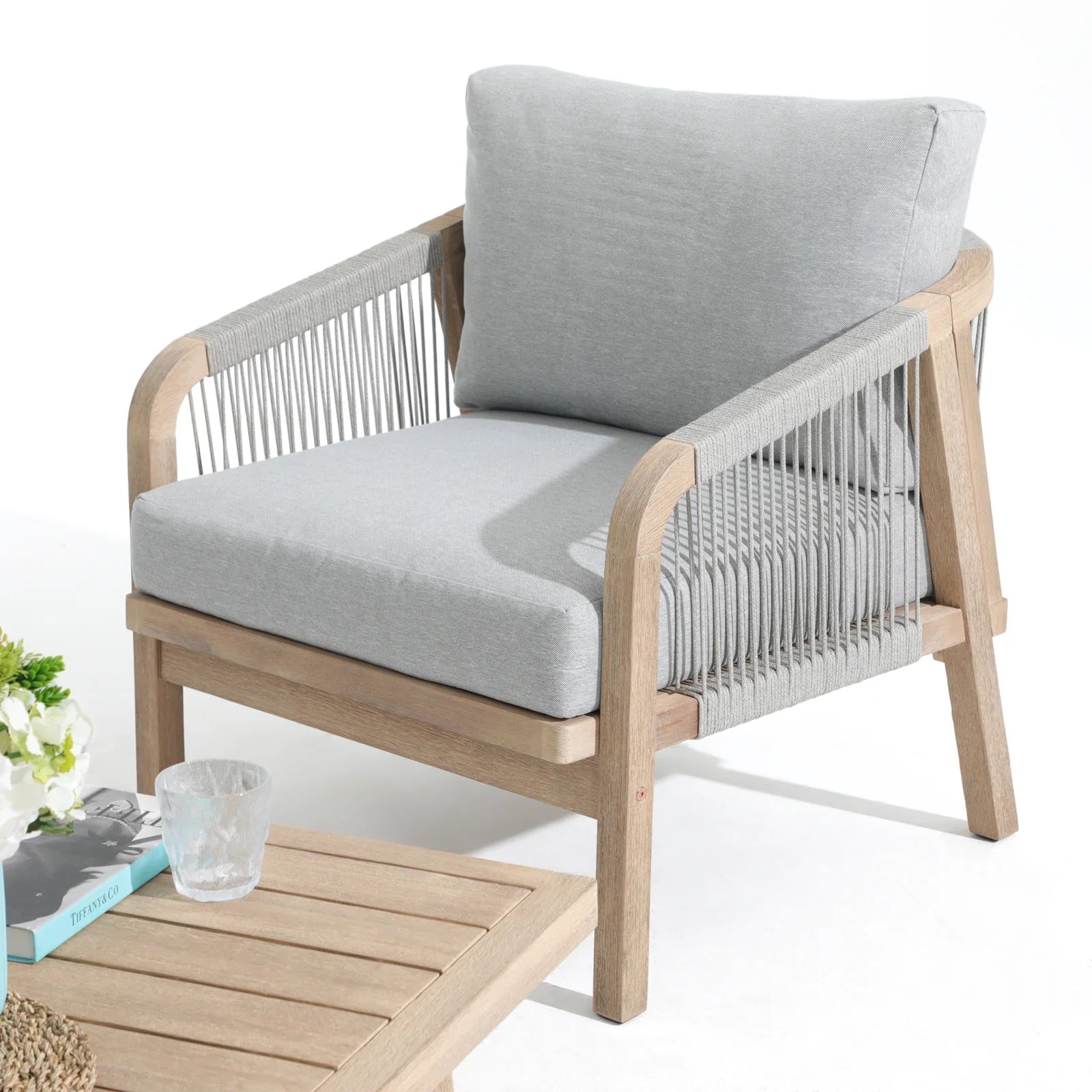 Thalea Textured 5-Seater Wooden Outdoor Conversation Sofa Set