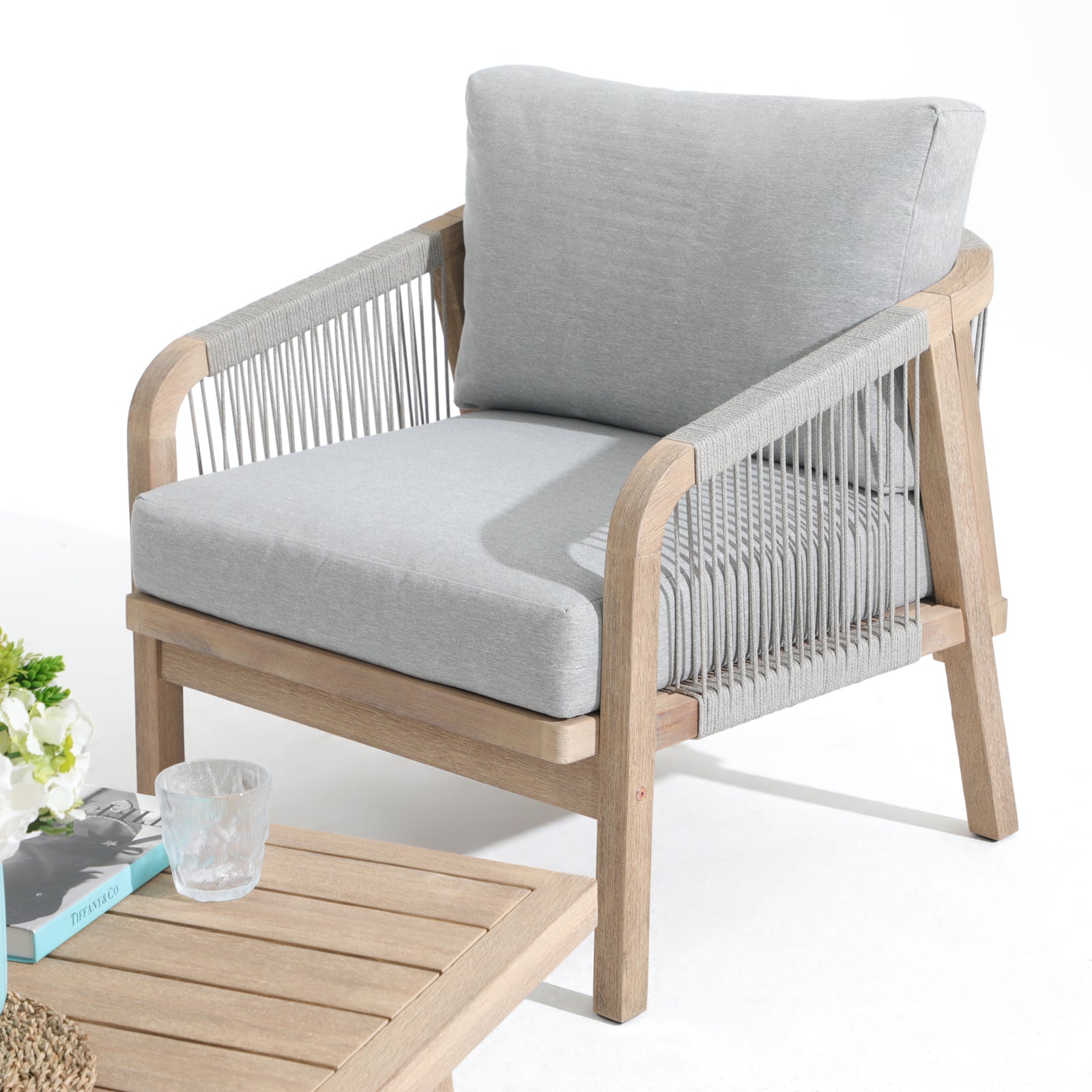 Thalea Textured 5-Seater Wooden Outdoor Conversation Sofa Set