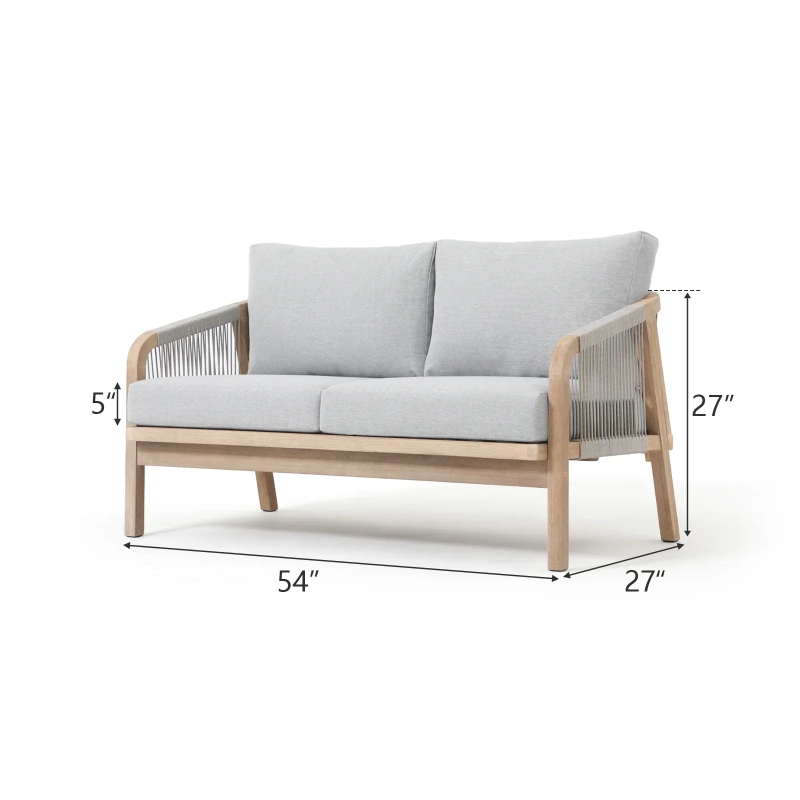 Thalea Textured Wooden Outdoor Loveseat Sofa