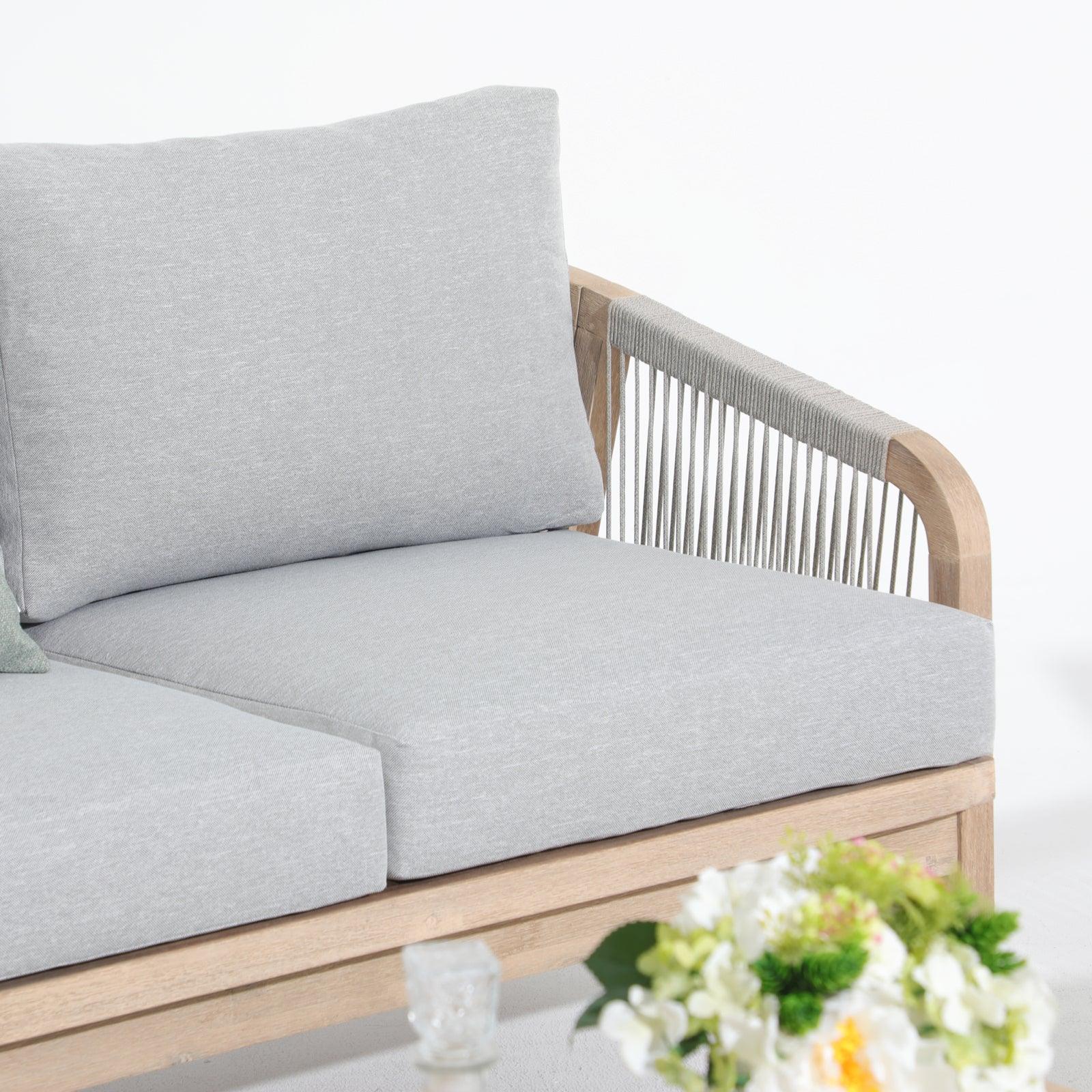 Thalea Textured Wooden Outdoor Loveseat Sofa