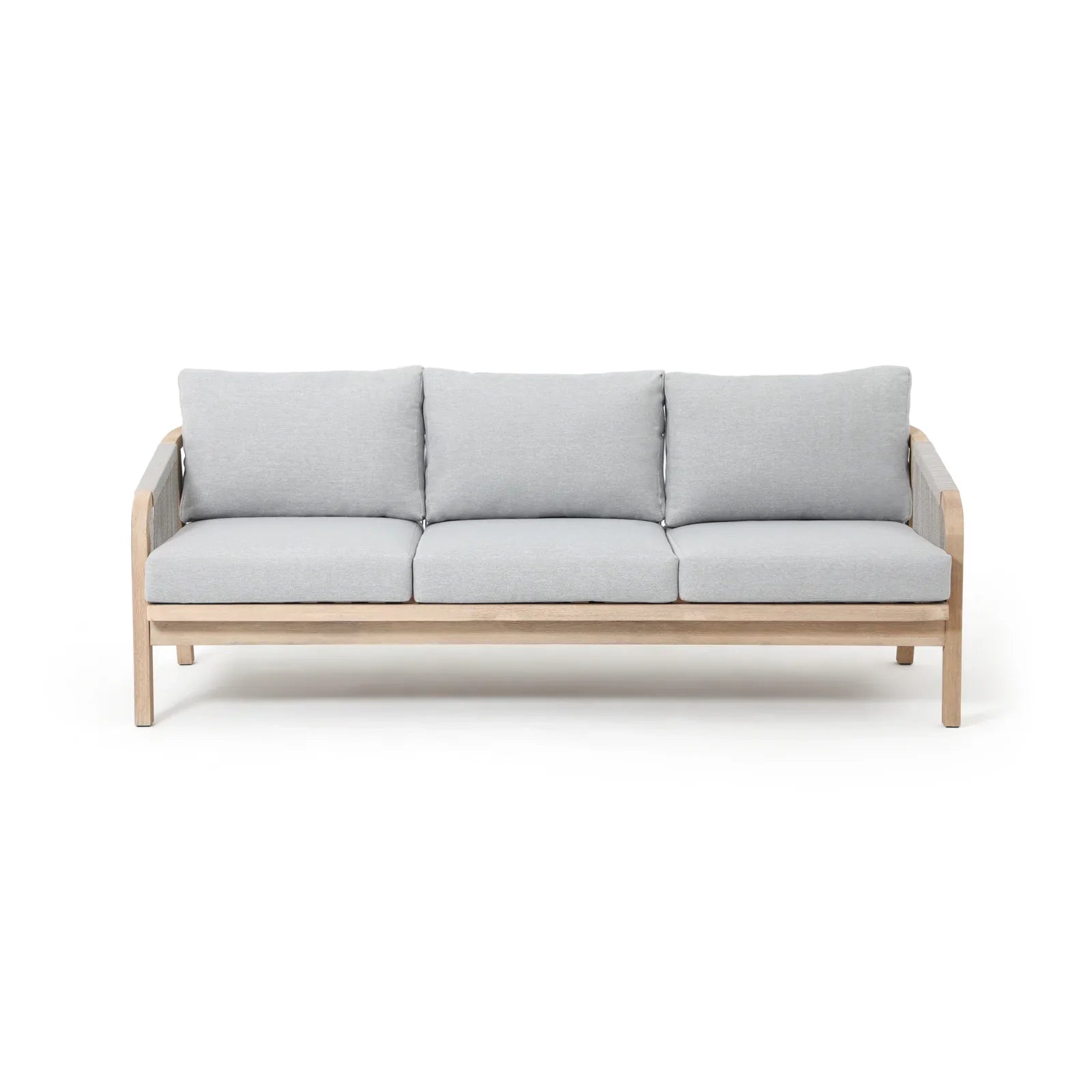 Thalea Textured 3-Seat Wooden Outdoor Sofa With Cushions
