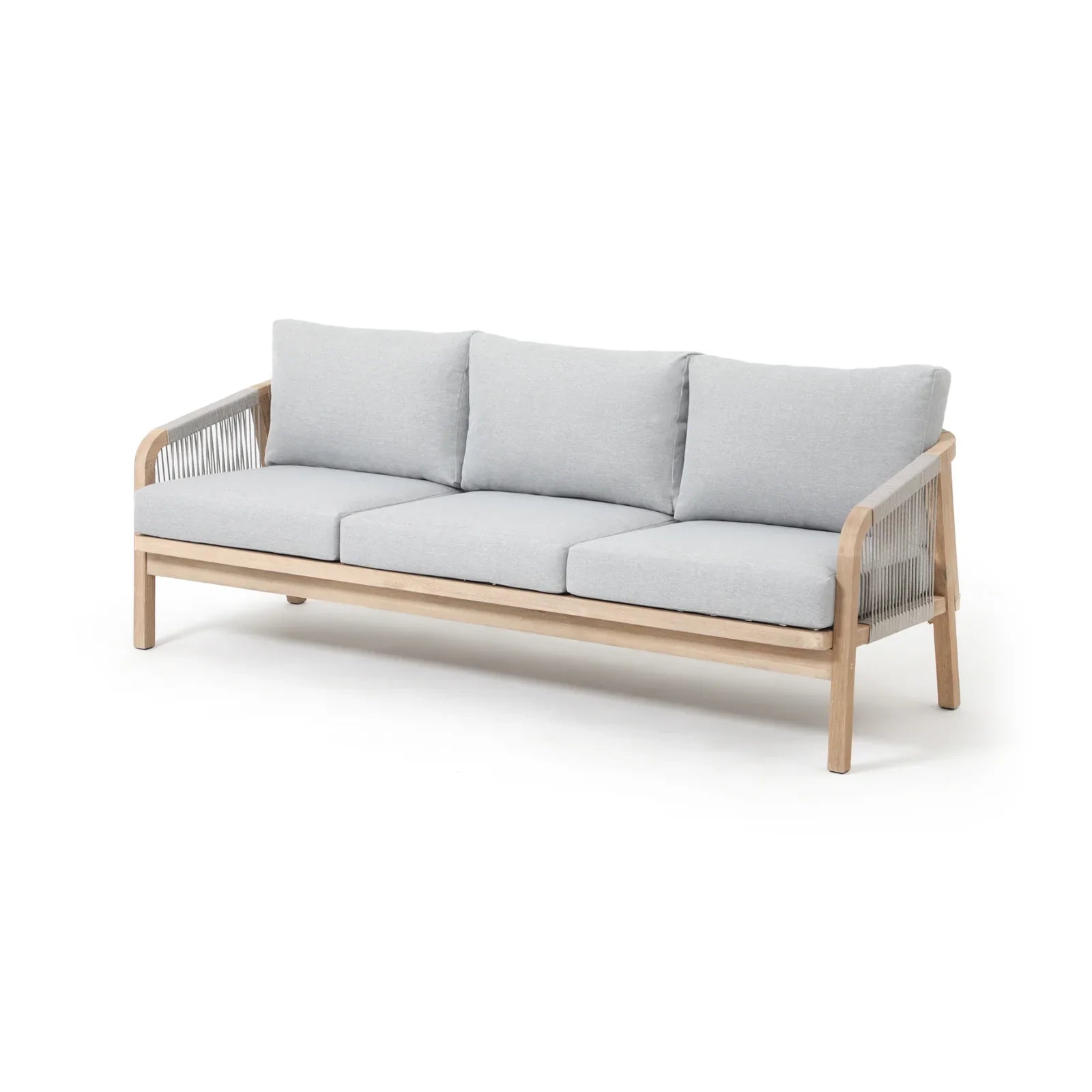 Thalea Textured 3-Seat Wooden Outdoor Sofa With Cushions