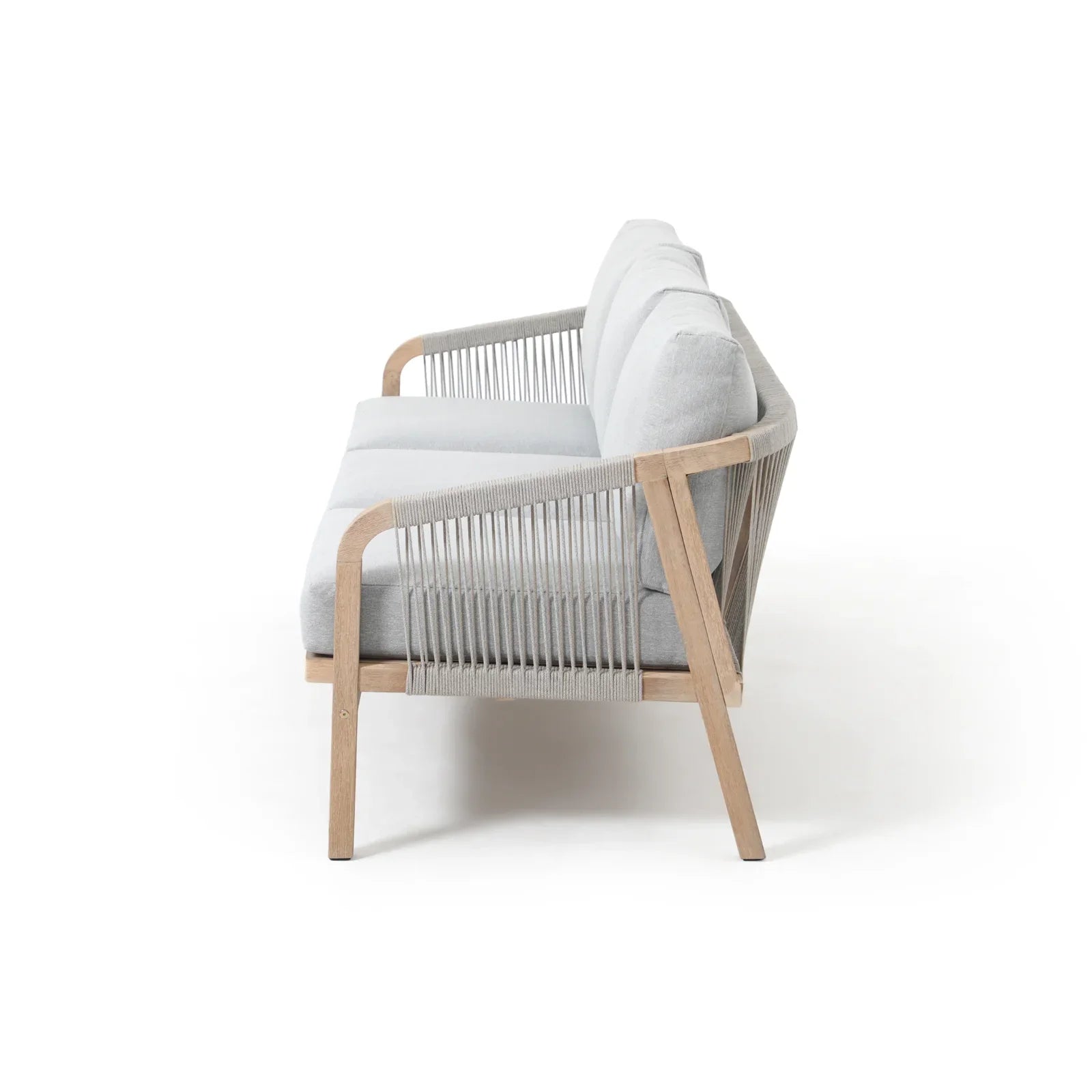 Thalea Textured 3-Seat Wooden Outdoor Sofa With Cushions