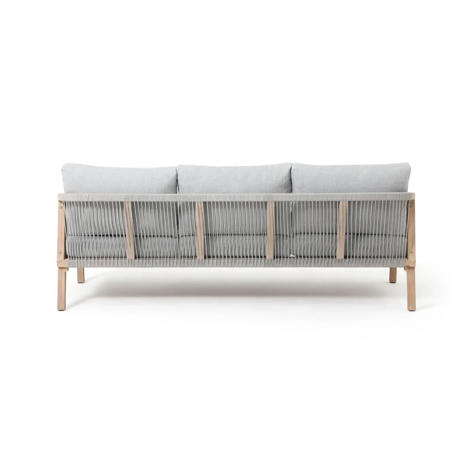 Thalea Textured 3-Seat Wooden Outdoor Sofa With Cushions