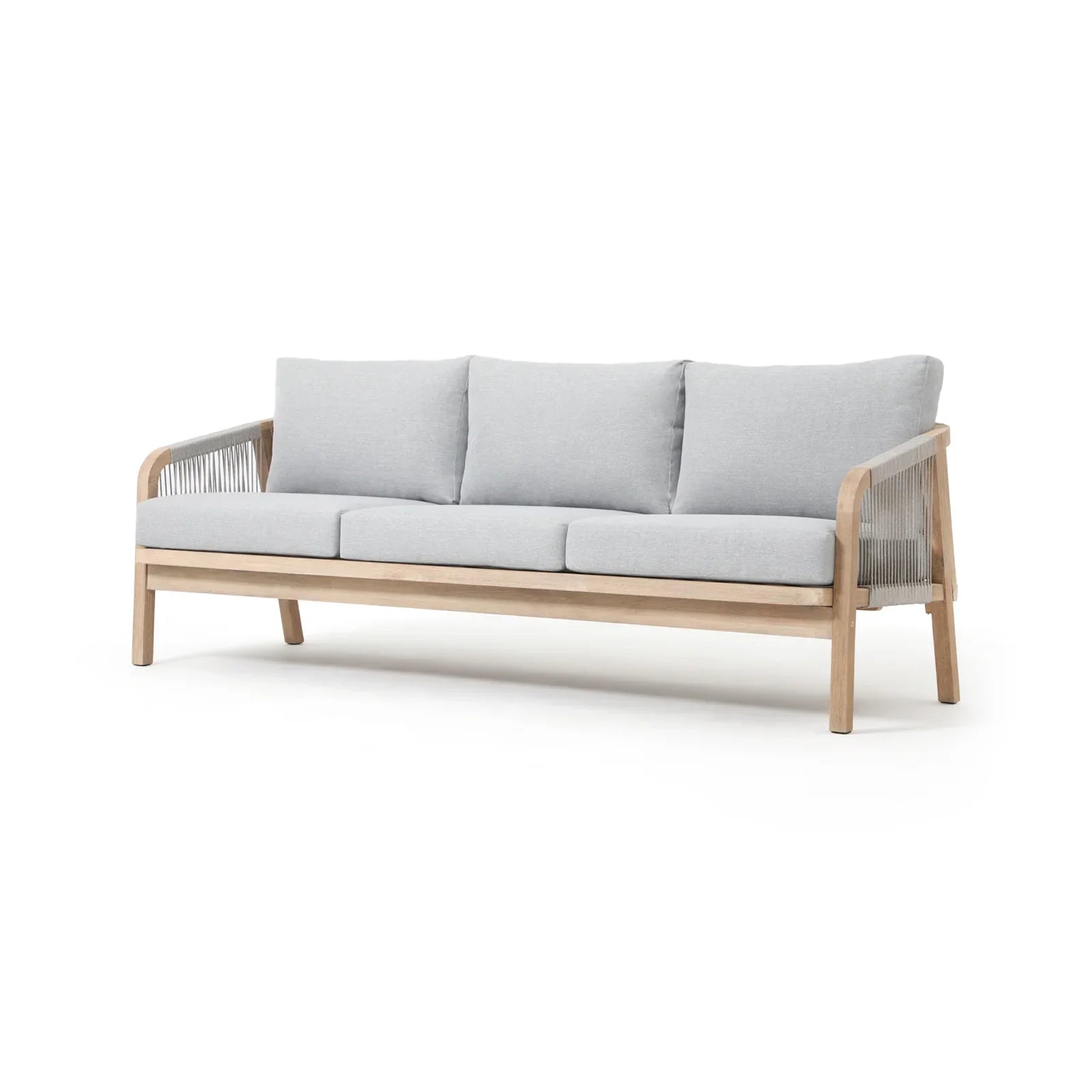 Thalea Textured 3-Seat Wooden Outdoor Sofa With Cushions