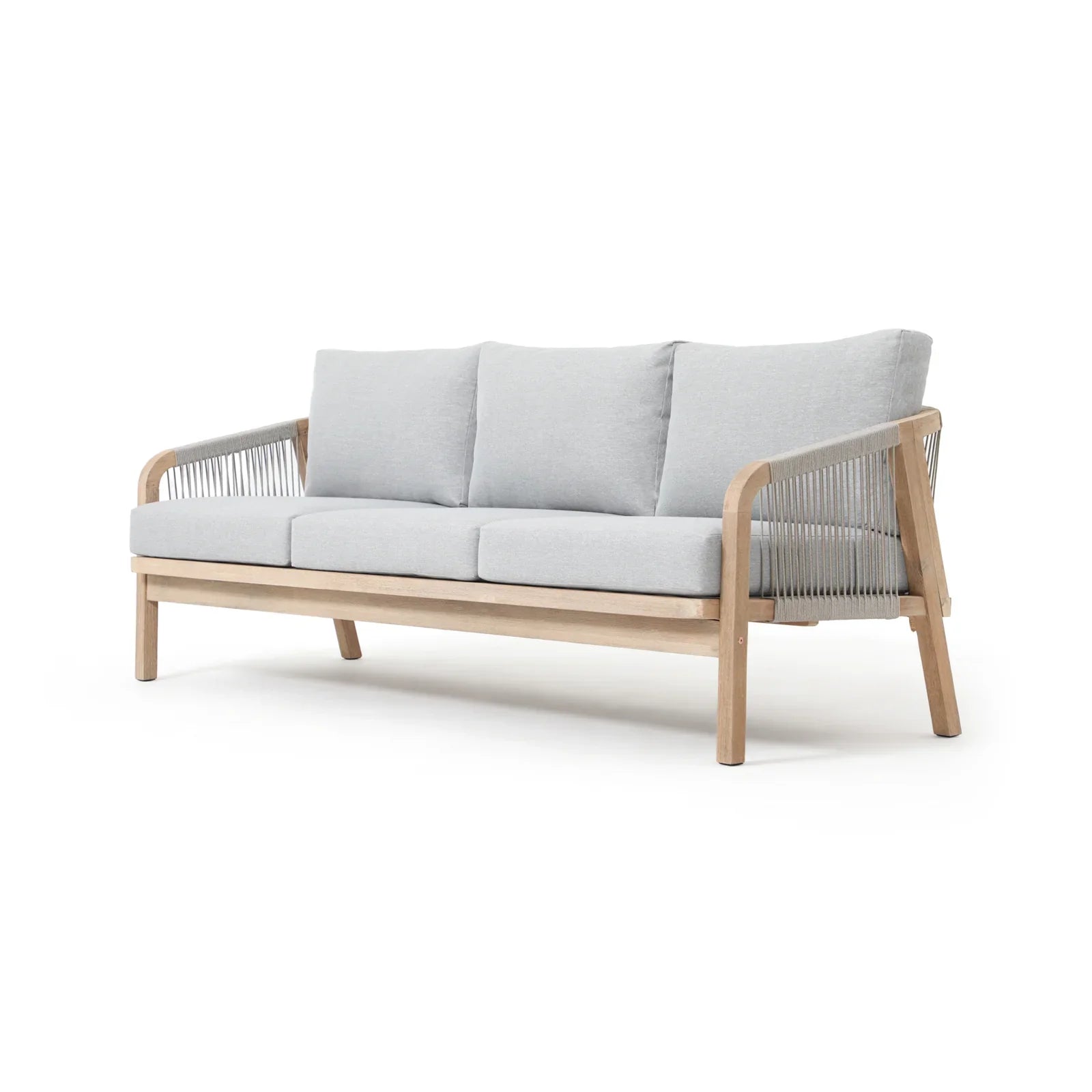 Thalea Textured 3-Seat Wooden Outdoor Sofa With Cushions