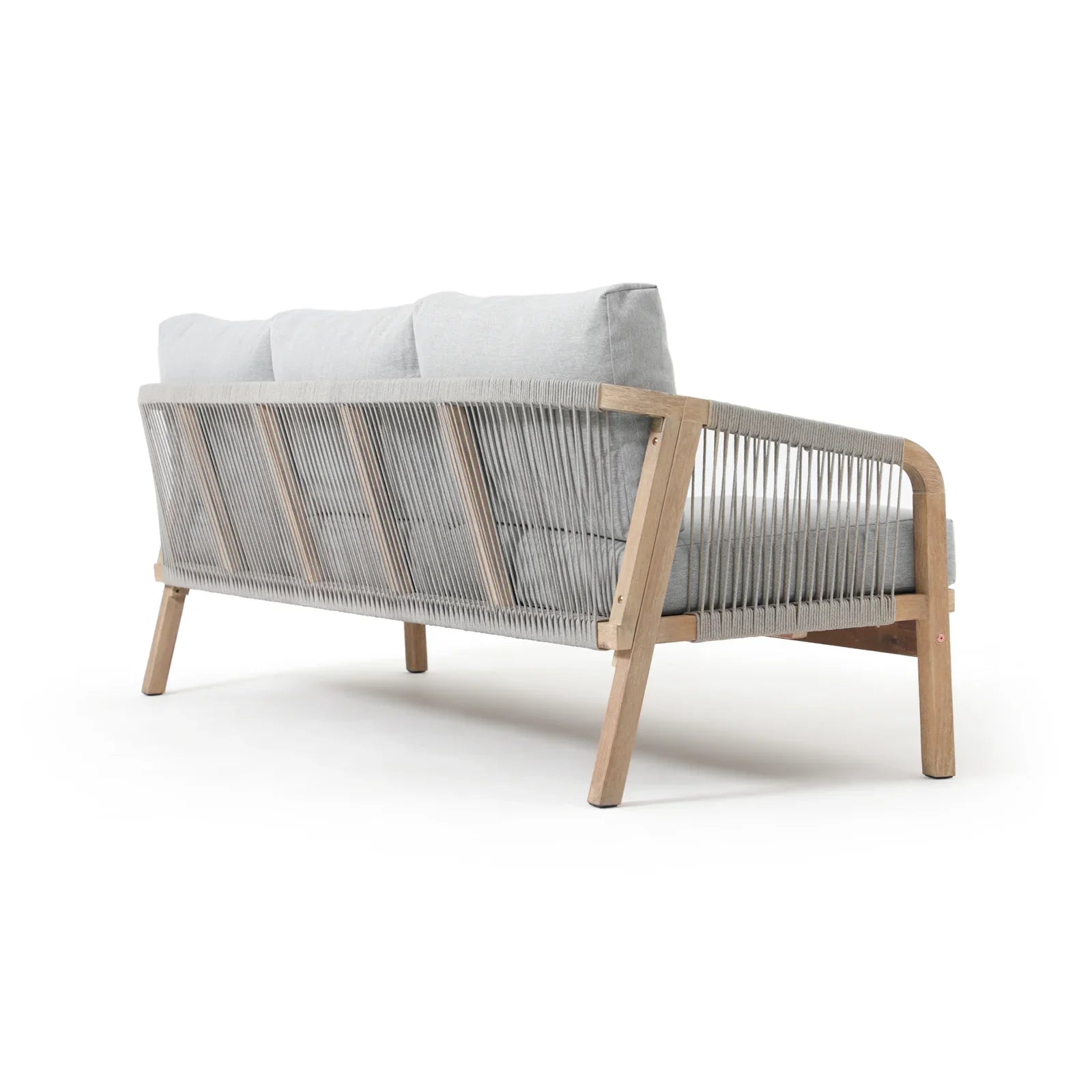 Thalea Textured 3-Seat Wooden Outdoor Sofa With Cushions