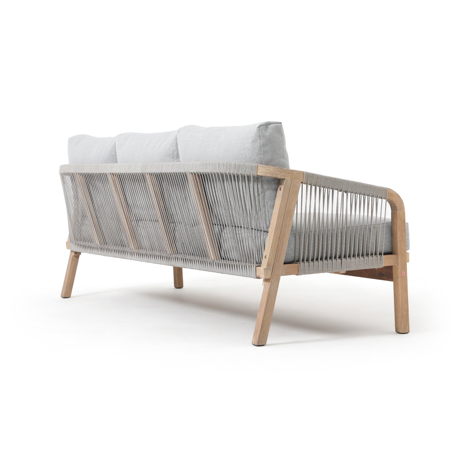 Thalea Textured 3-Seat Wooden Outdoor Sofa With Cushions