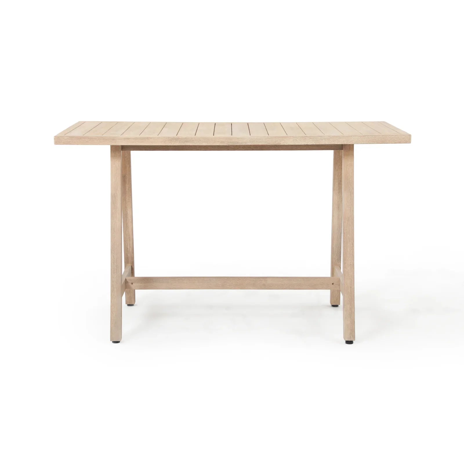 A rectangular wooden outdoor bar table with a wire brush finish - Jardina Premium Modern Outdoor Dining Furniture