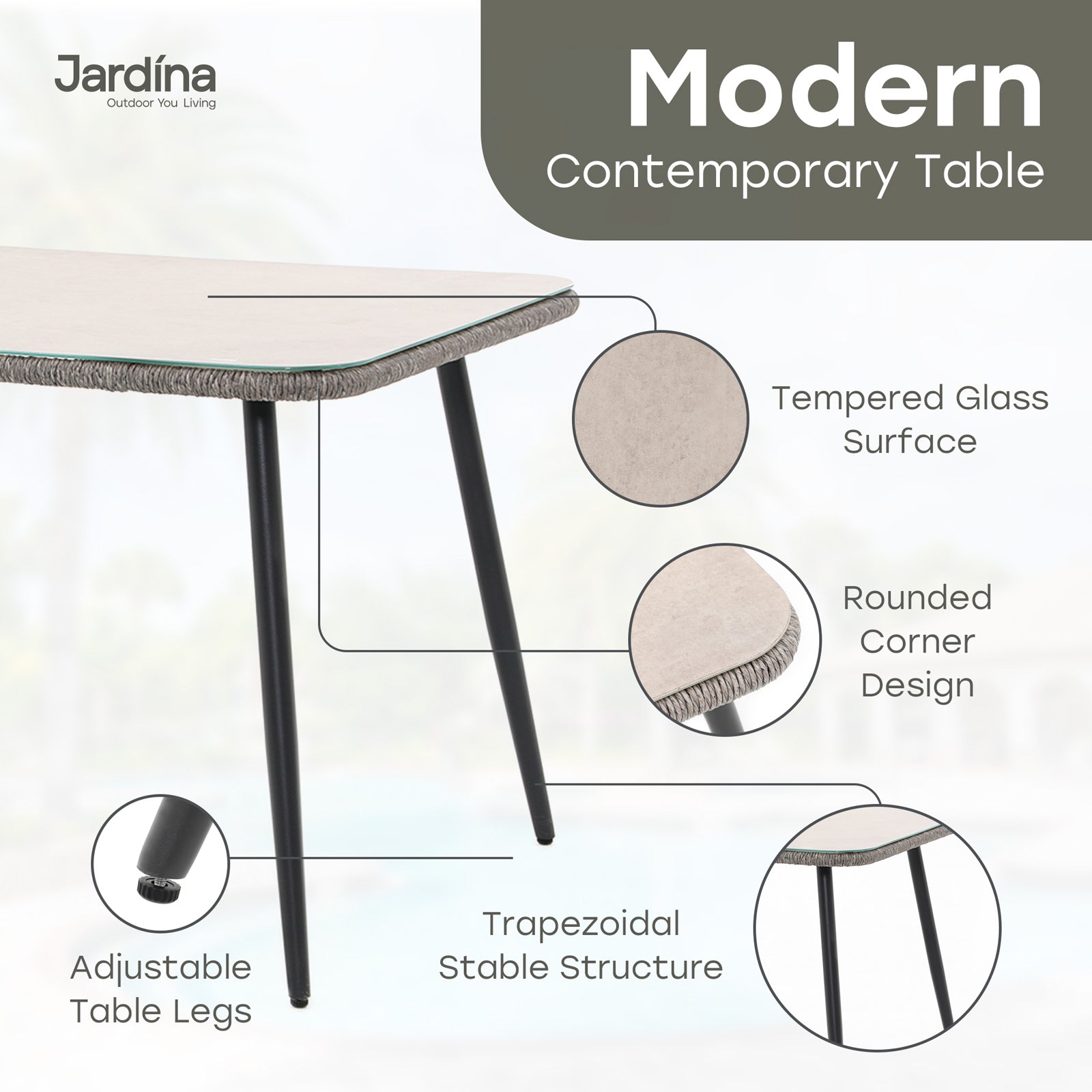 wicker modern outdoor dining table details