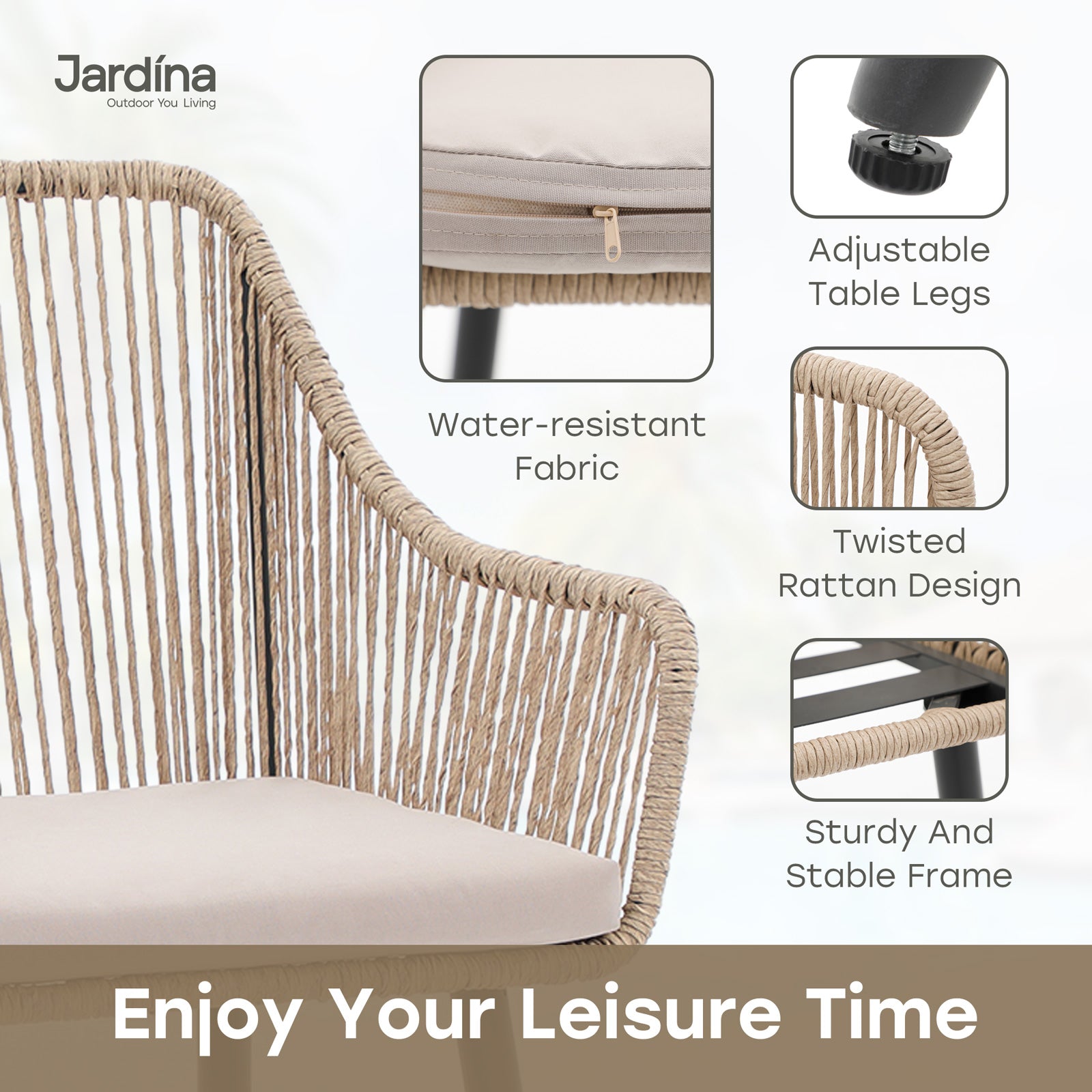 natural color modern outdoor chairs with cushions details