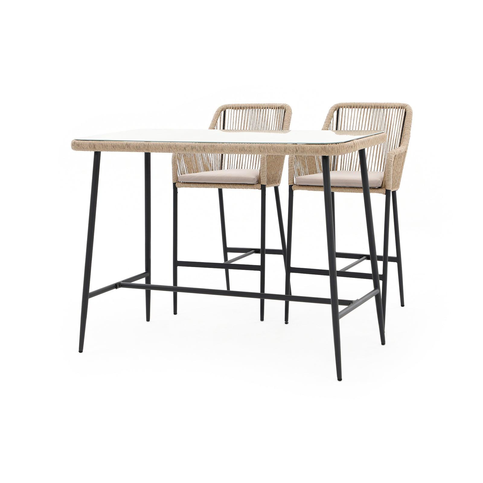 Hallerbos Rectangular Bar Height Table with Tempered Glass Top