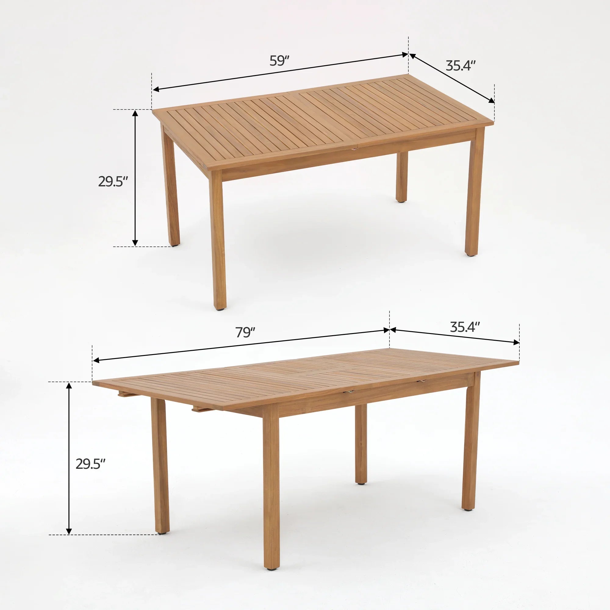 Mori Wooden Extendable Outdoor Dining Set with Nylon Cording Chairs for 6-8 People, 59"-79"