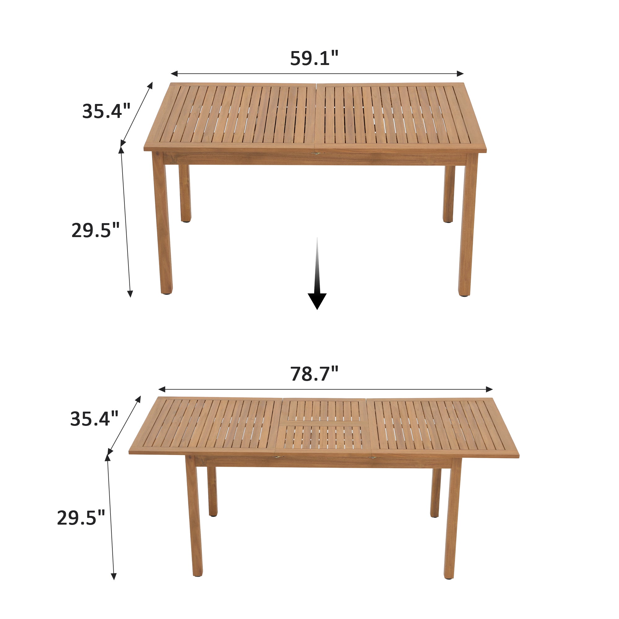 Dimensions of a wooden extendable outdoor table - Jardina Modern Premium Patio Outdoor Furniture