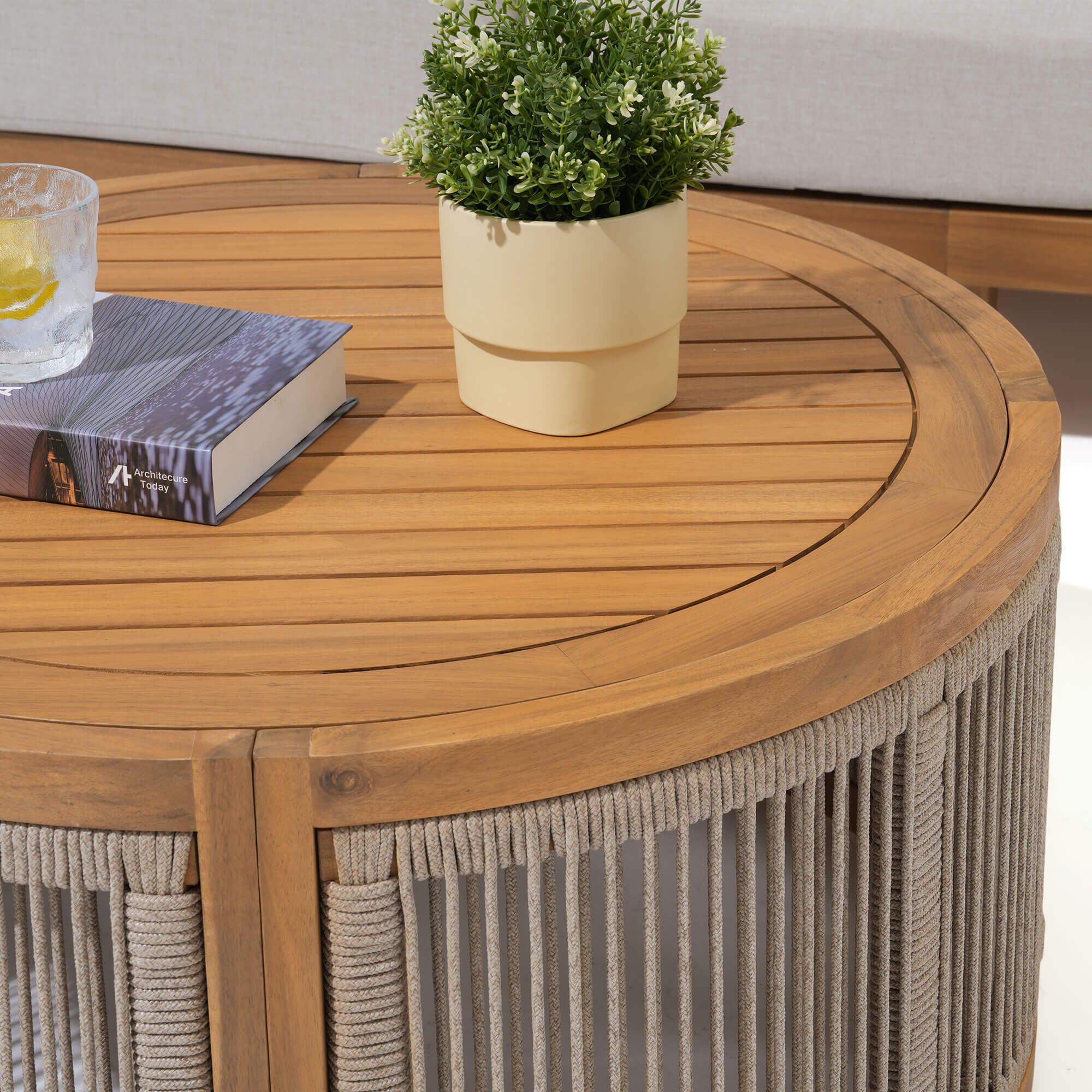 Mori Round wooden side table- Jardina Modern Premium Patio Outdoor Furniture