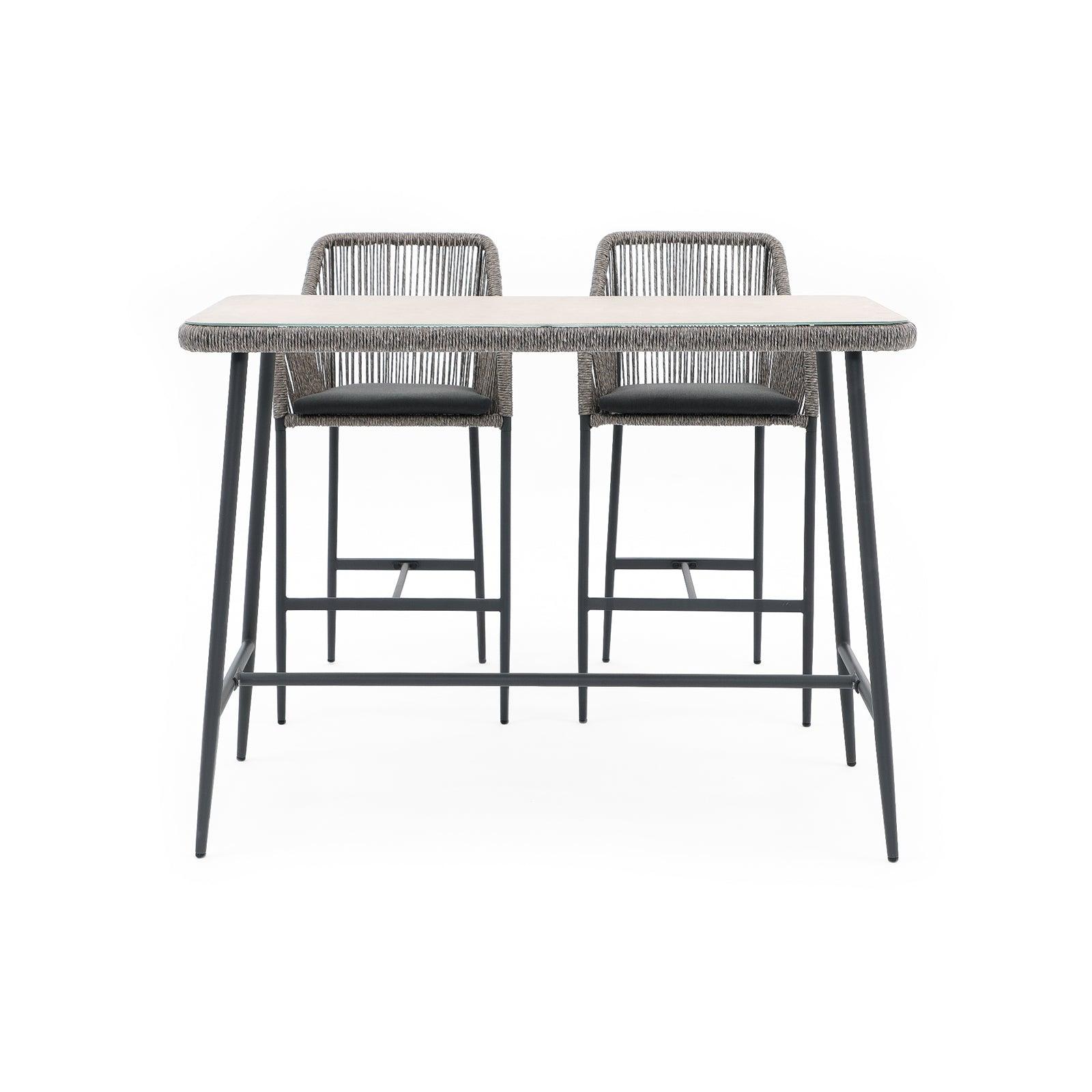 Hallerbos Rectangular Bar Height Table with Tempered Glass Top