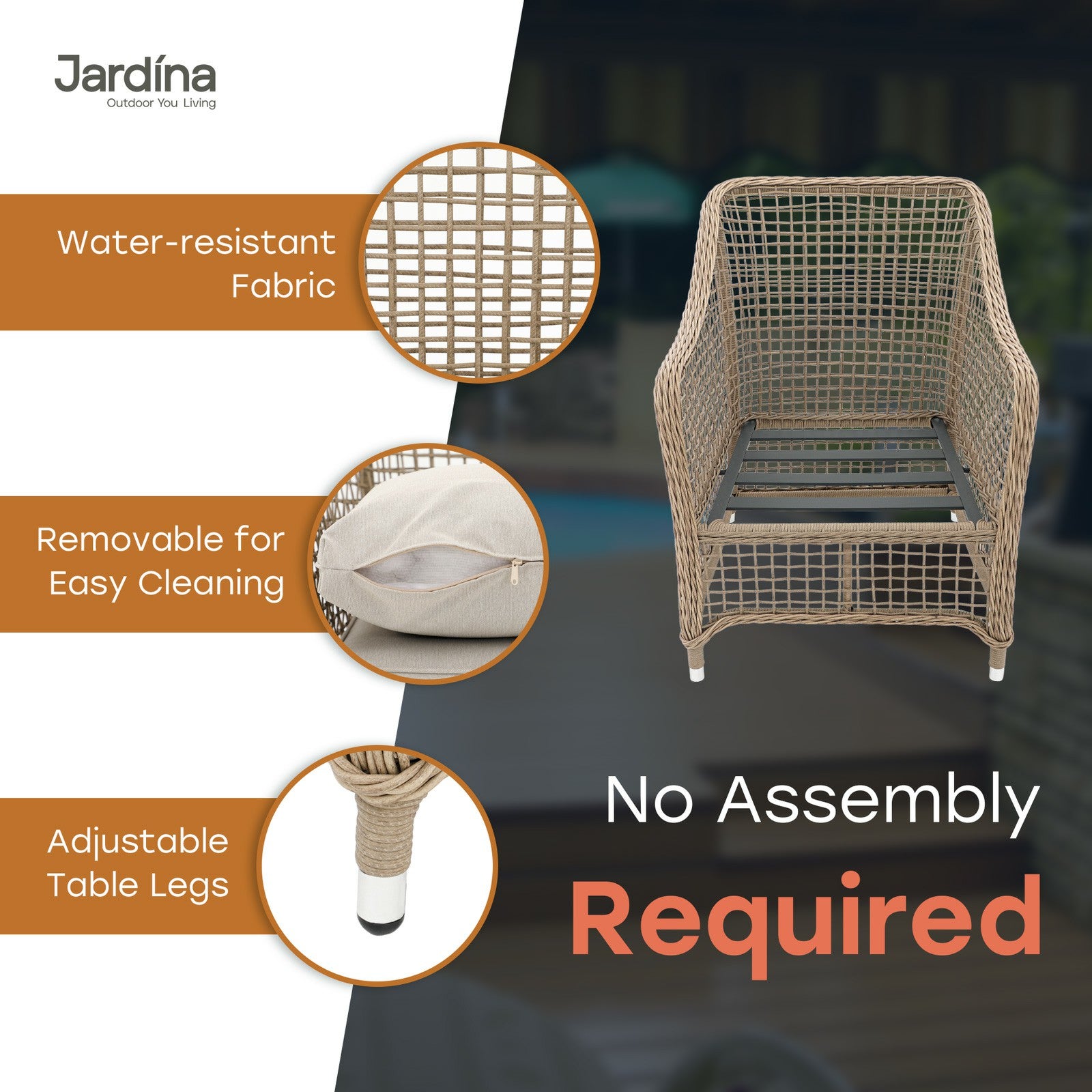 natural wicker modern outdoor chairs, details