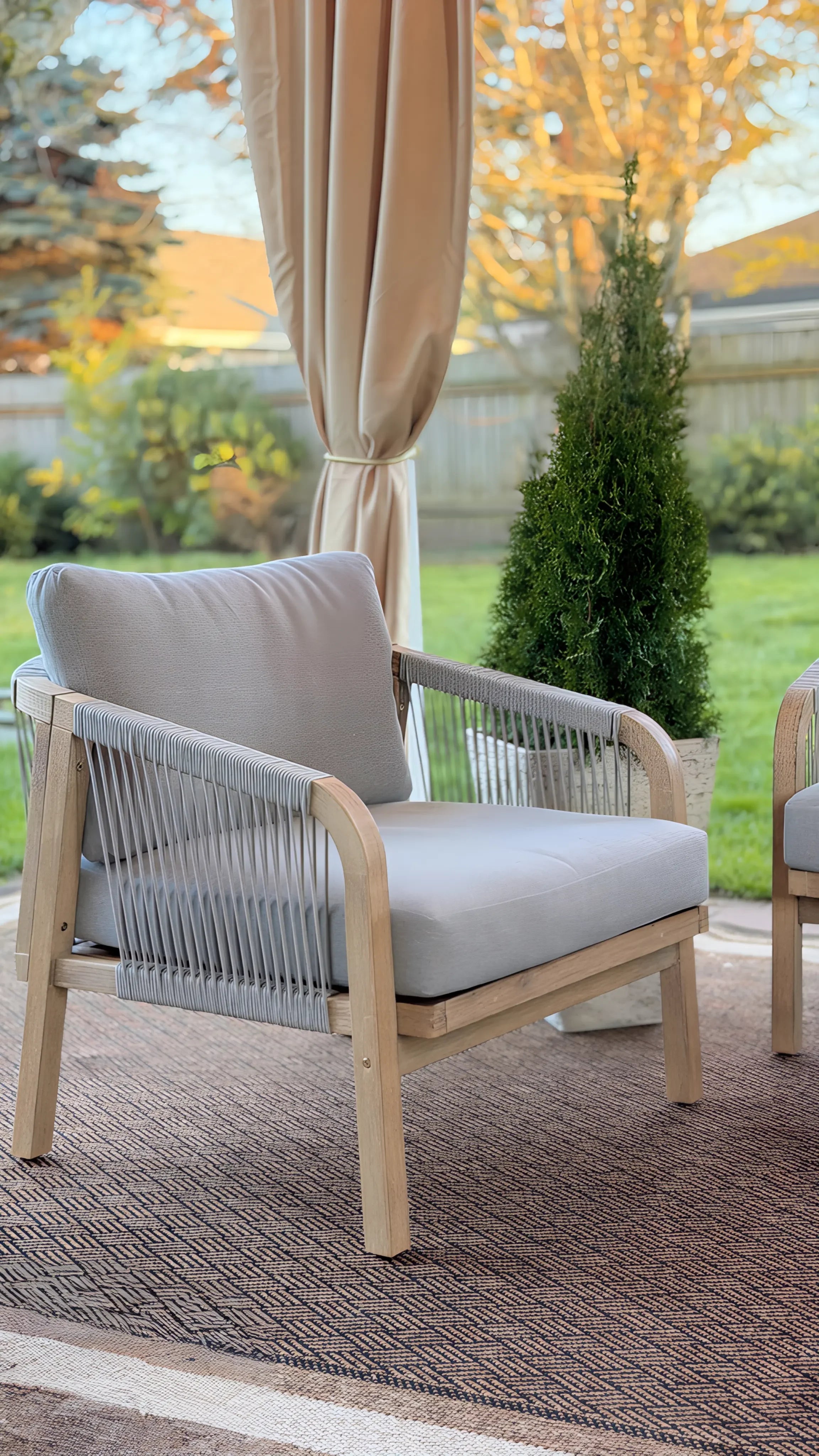 Thalea Textured 5-Seater Wooden Outdoor Conversation Sofa Set
