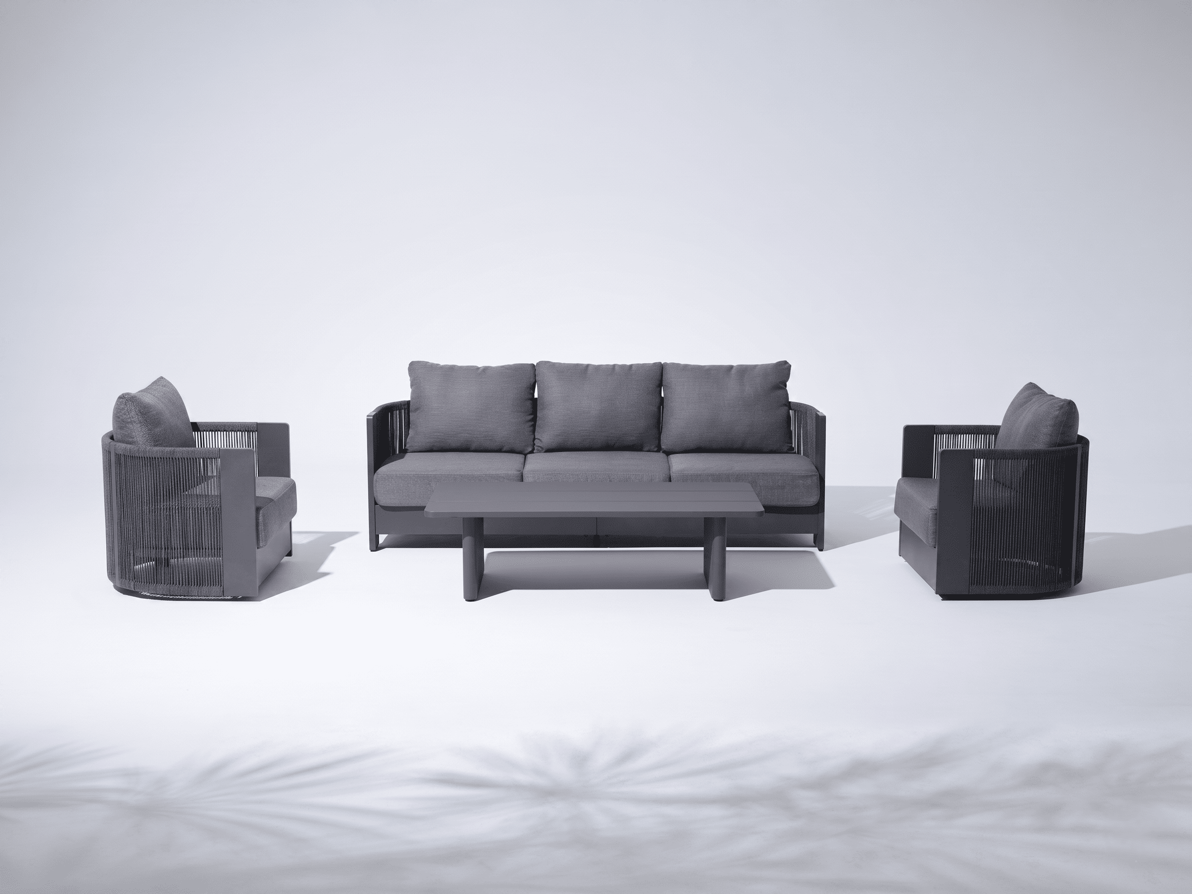 Irati 4-Piece Modern Aluminum Outdoor Seating Set with Rope Design & Coffee Table