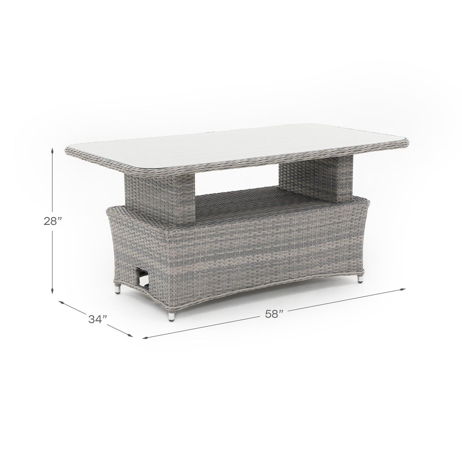 Irati grey wicker outdoor dining table,dimension
