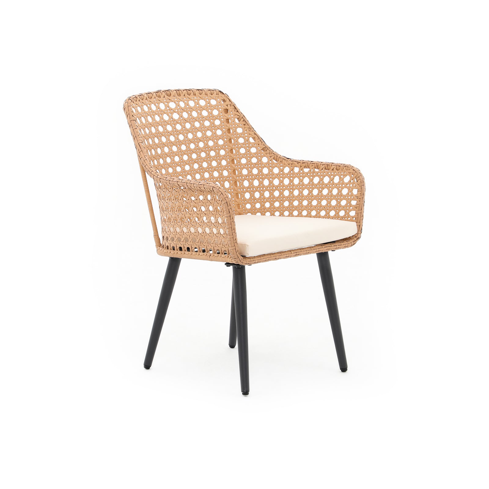 Menorca Wicker Patio Dining Set for 6, with Wood Extendable Table, 59'' to 79''