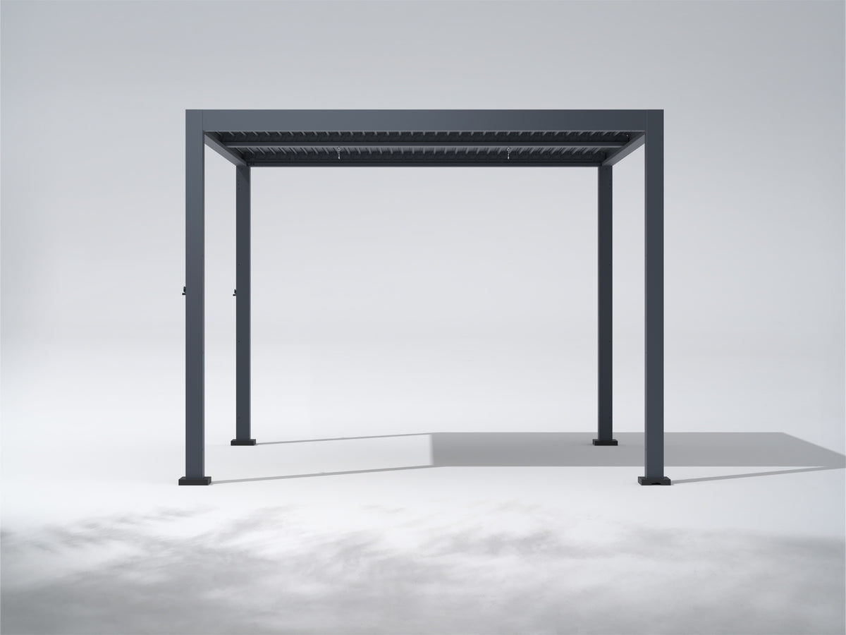 Shahdor Louvered Pergola Aluminum Gazebo with Adjustable Louvered Roof, Charcoal, 10'6" x 10'6"
