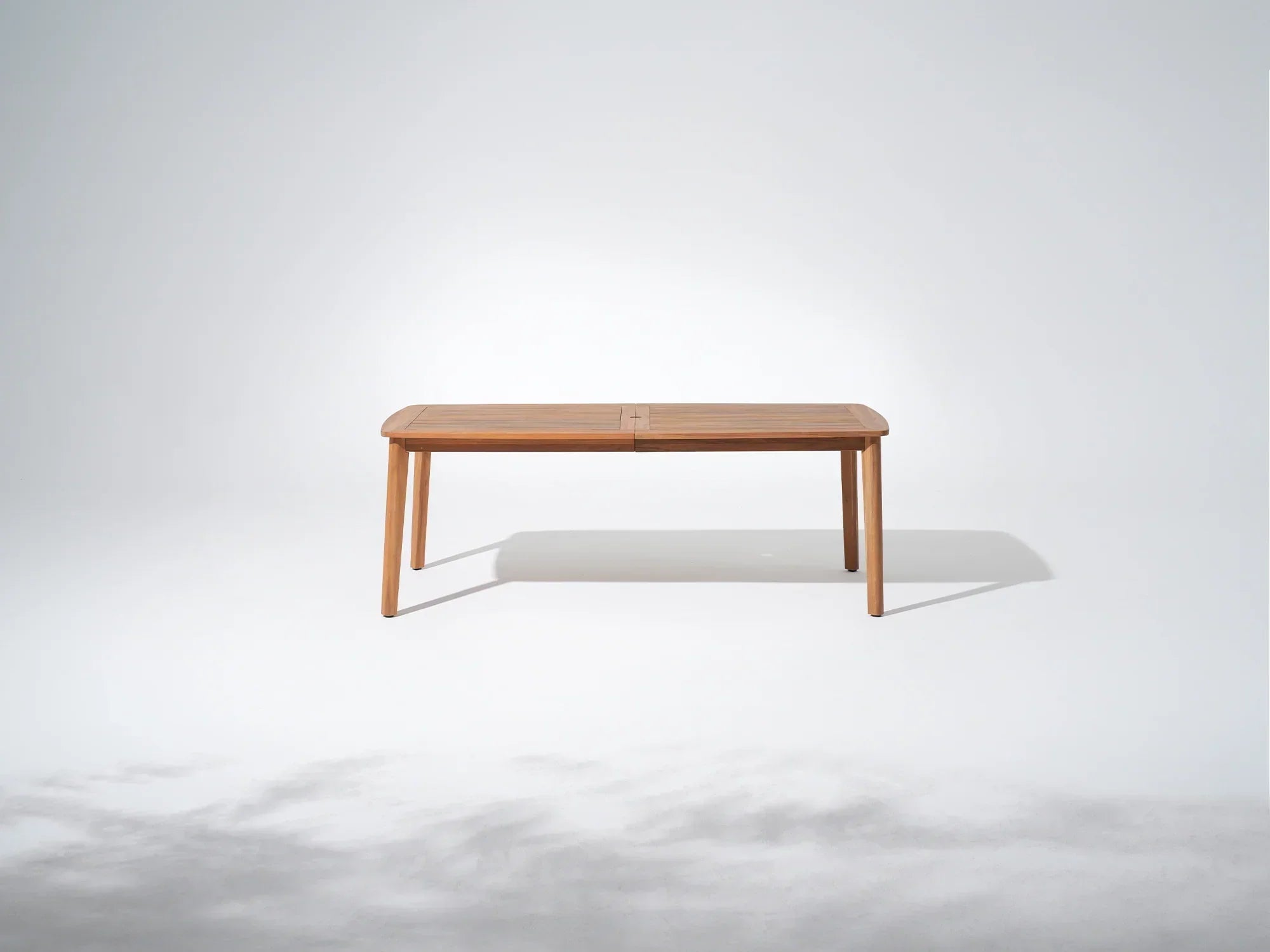 Rectangular acacia Wooden Outdoor Dining Table for 6 with Umbrella Hole, Teak Finish - Jardina Premium Modern Outdoor Dining Furniture#Size_83''