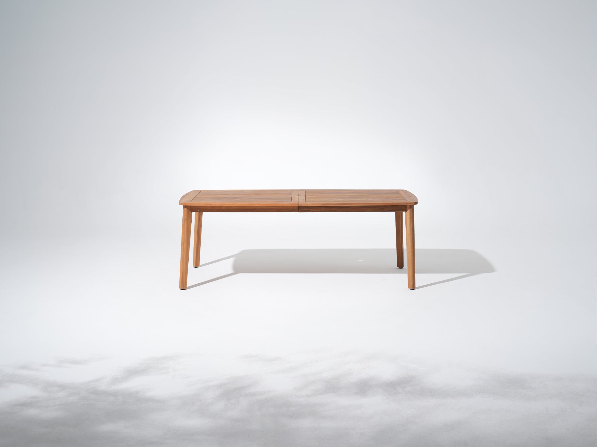 Rectangular acacia Wooden Outdoor Dining Table for 6 with Umbrella Hole, Teak Finish - Jardina Premium Modern Outdoor Dining Furniture#Size_83''
