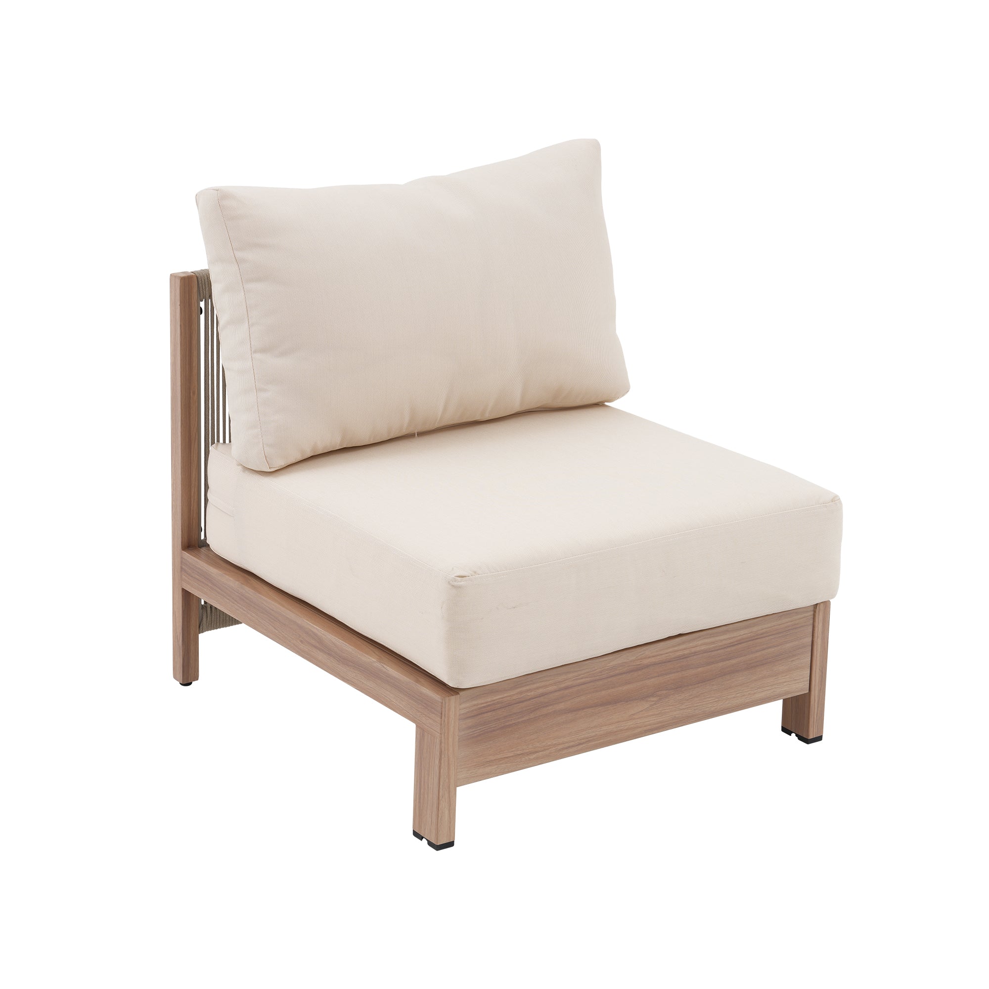 Irati Modern Aluminum Armless Chair with Cushions, Natural
