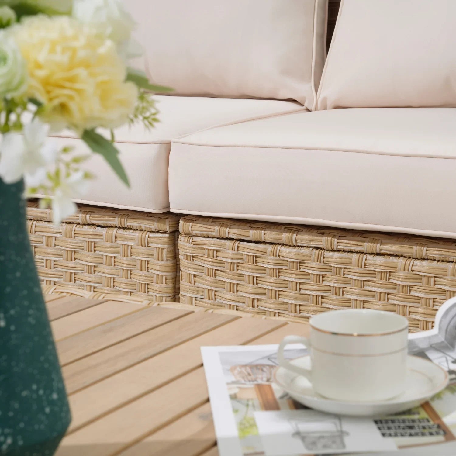 sectional sofa with beige cushion detail