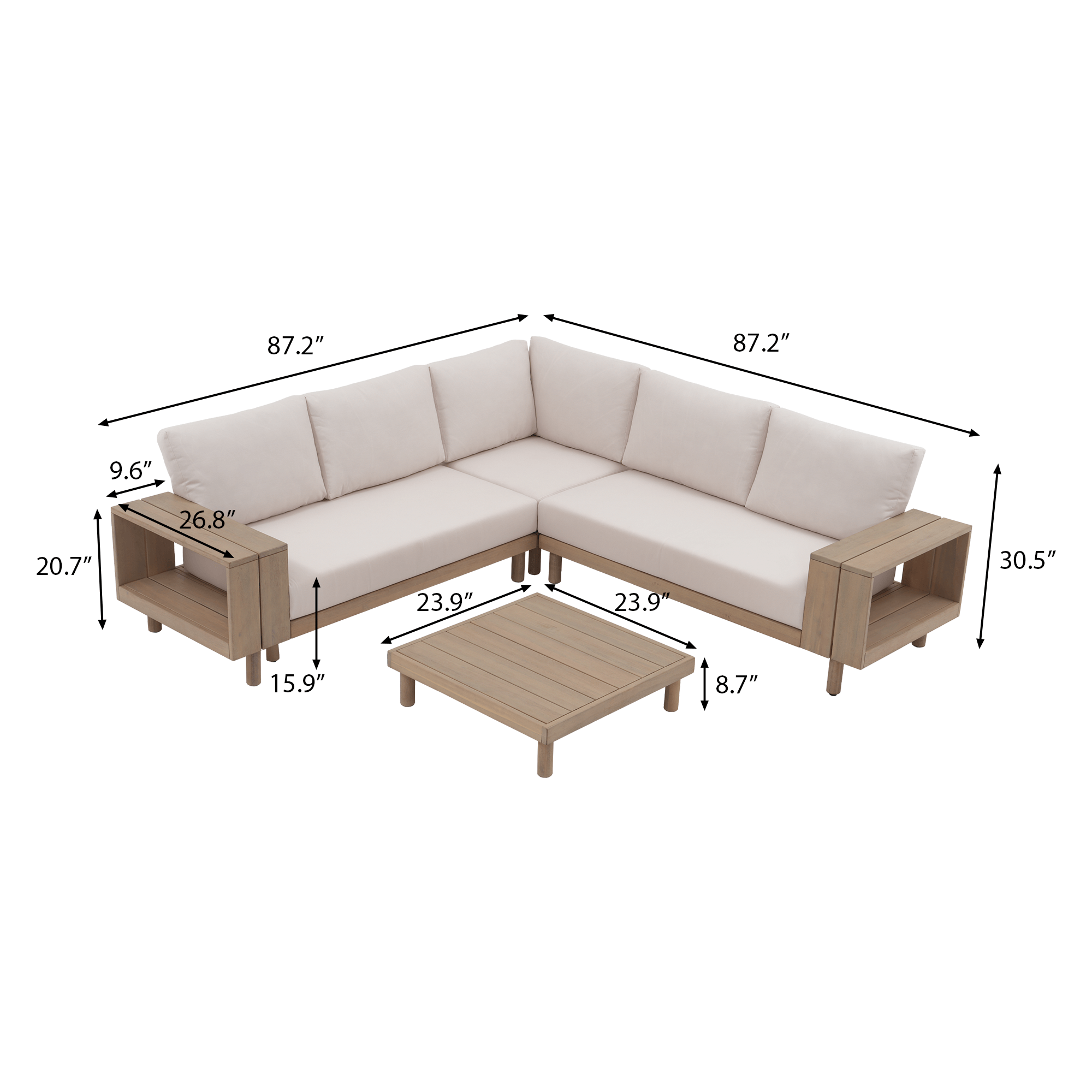 Sectional outdoor sofa with dimensions