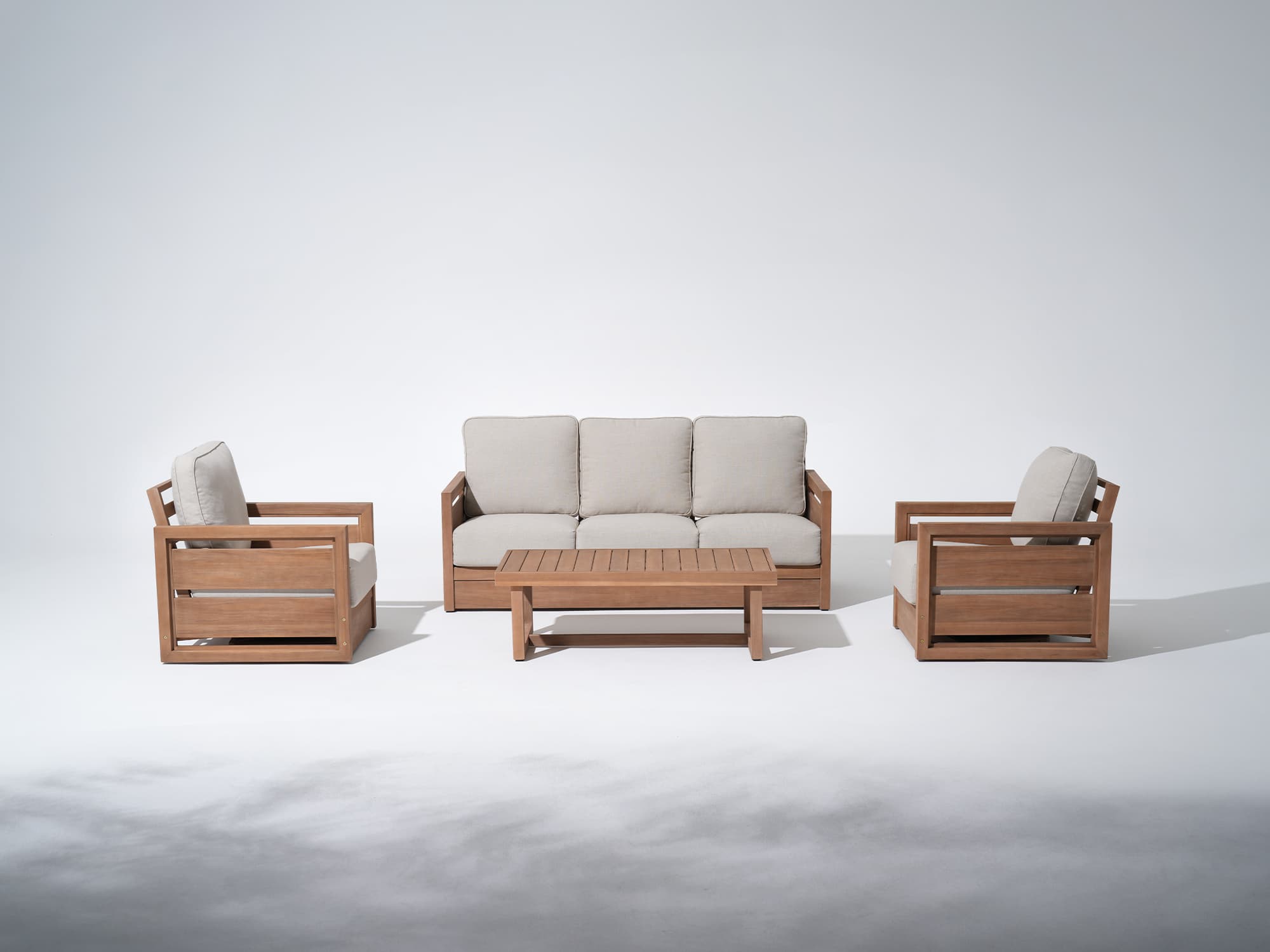 Kiri 4-Piece Wood Outdoor Conversation Set with Swivel Chairs