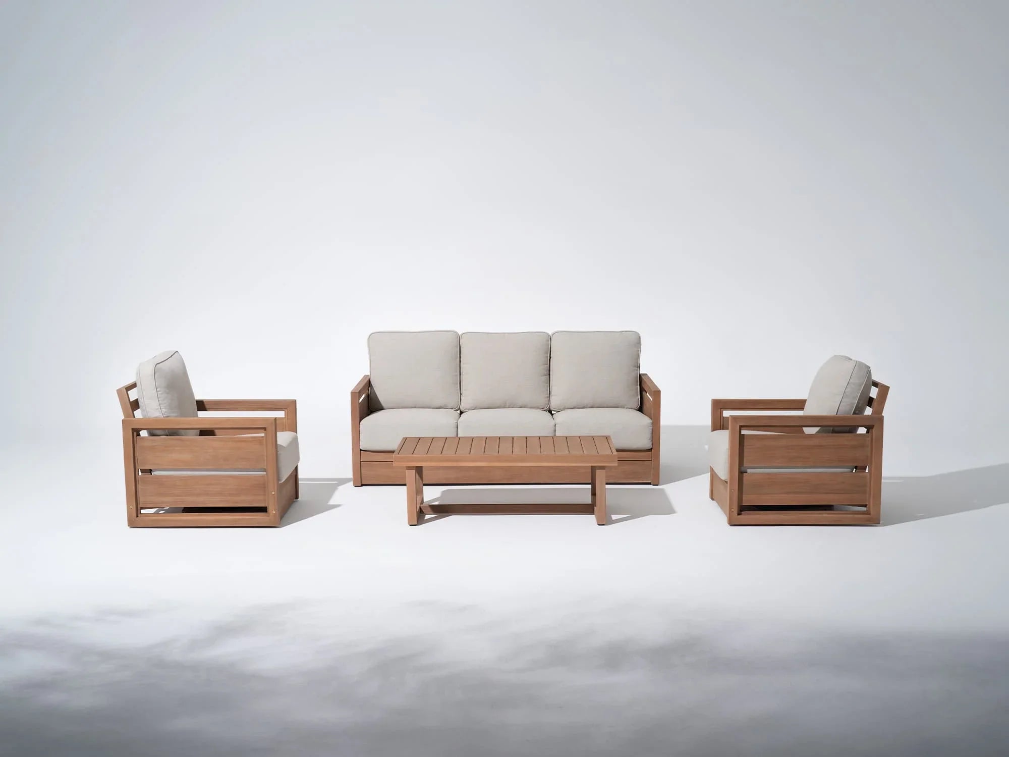 4-Piece acacia Wood Outdoor Conversation Set with Swivel Chairs - Jardina Modern Premium Outdoor Patio Furniture Sets