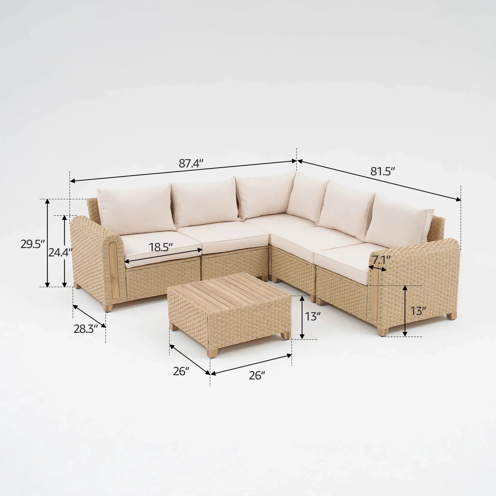 Sectional outdoor sofa dimension