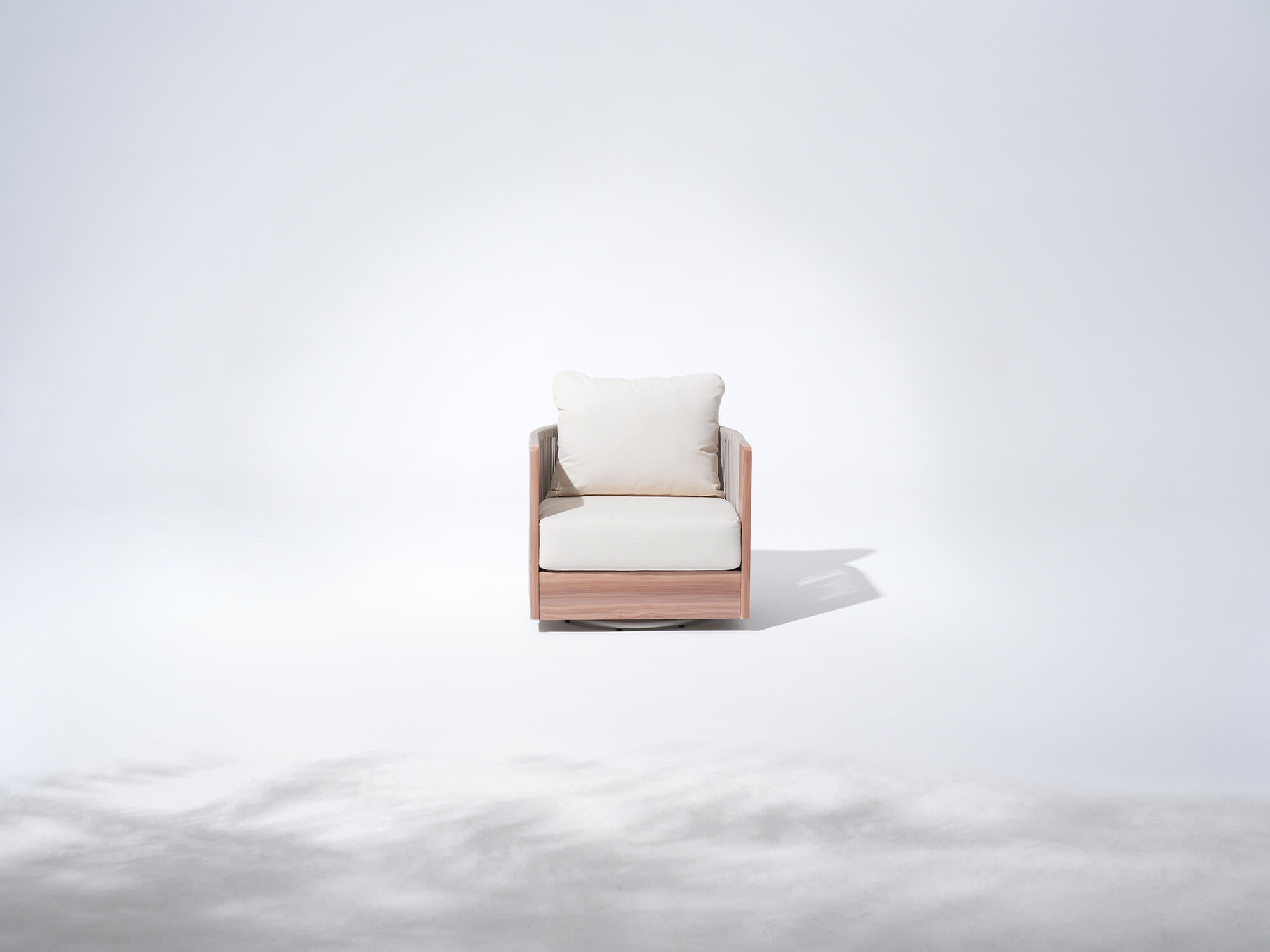 aluminum and rope outdoor armchair with white cushion- Jardina Modern Premium Patio Outdoor Furniture