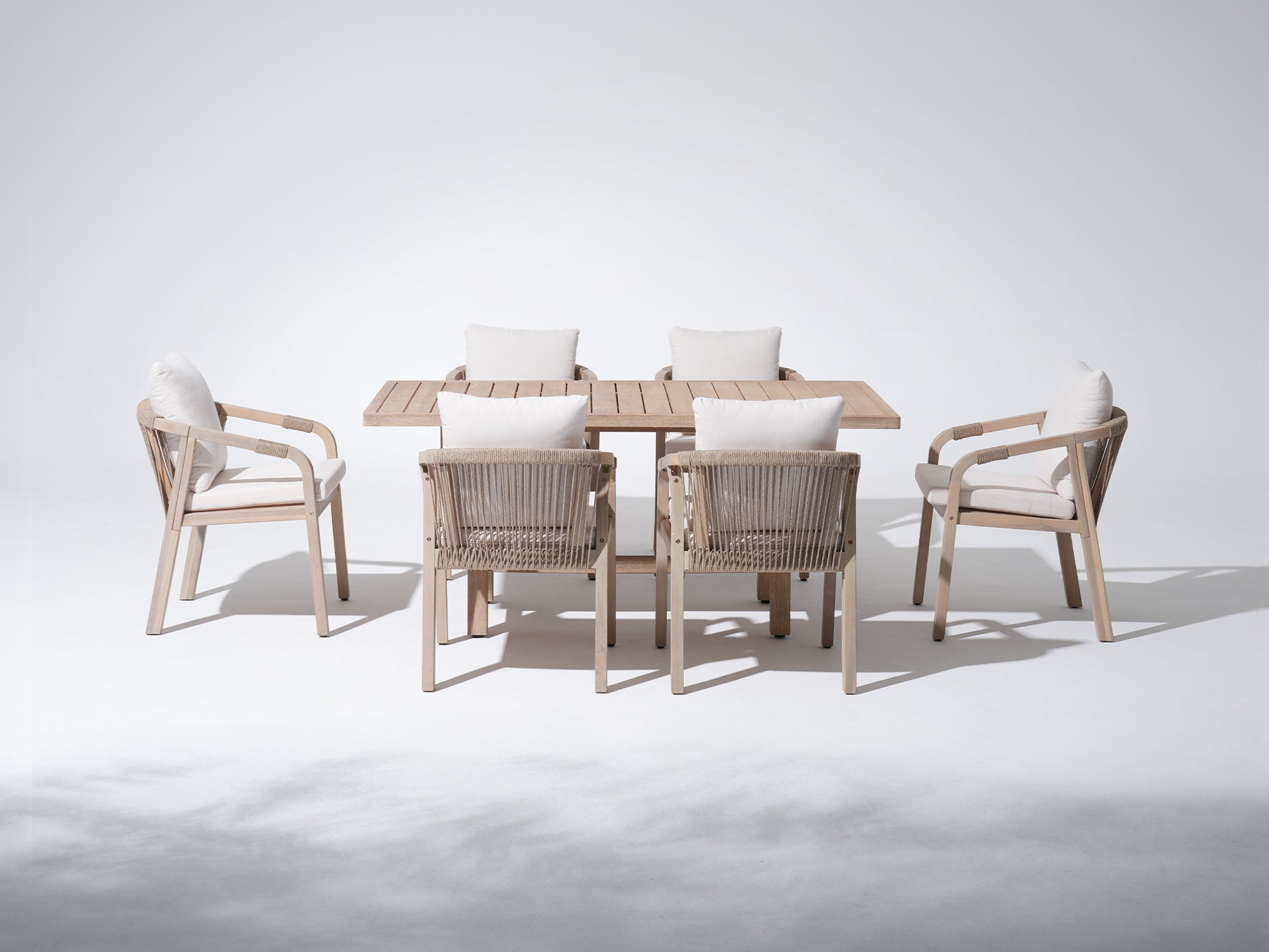 acacia wood and rope Outdoor furniture dining set for 6 people - Jardina Premium Modern Outdoor Dining Furniture