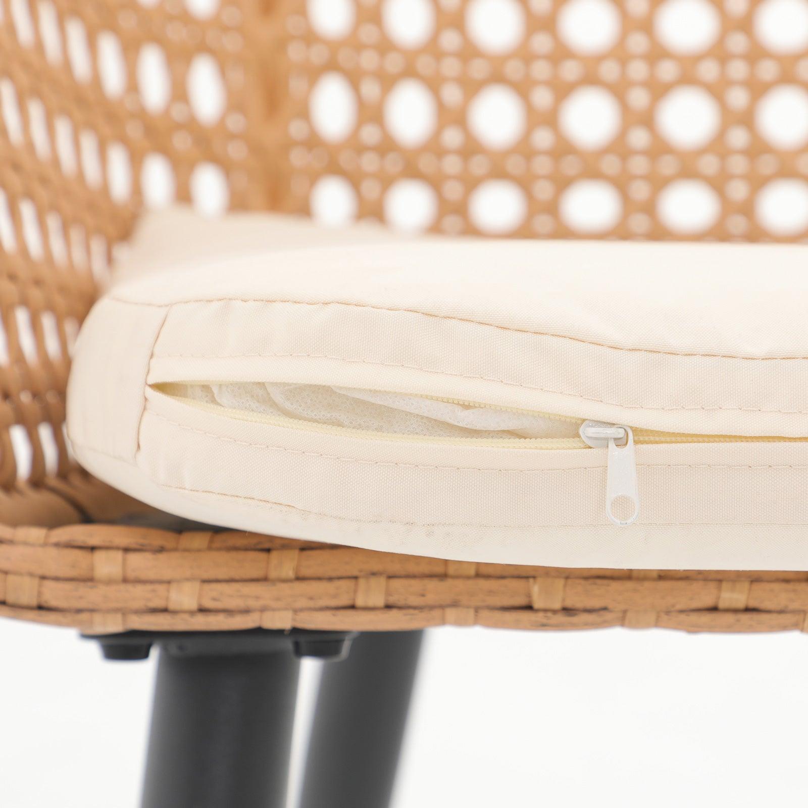 natural modern outdoor dining set cushion details