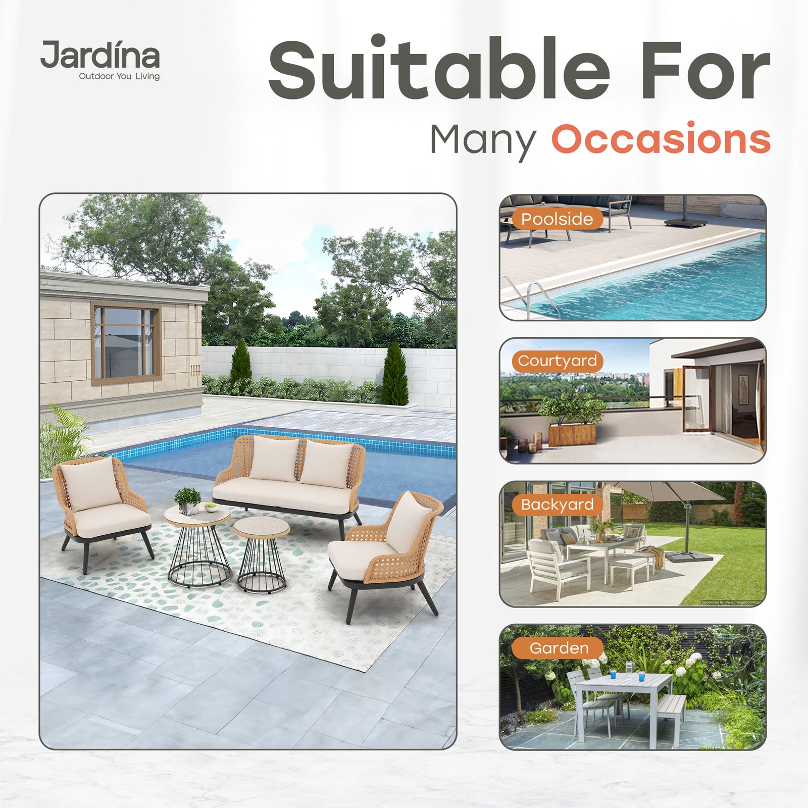 natural modern outdoor seating set - 4 seats for many occasions