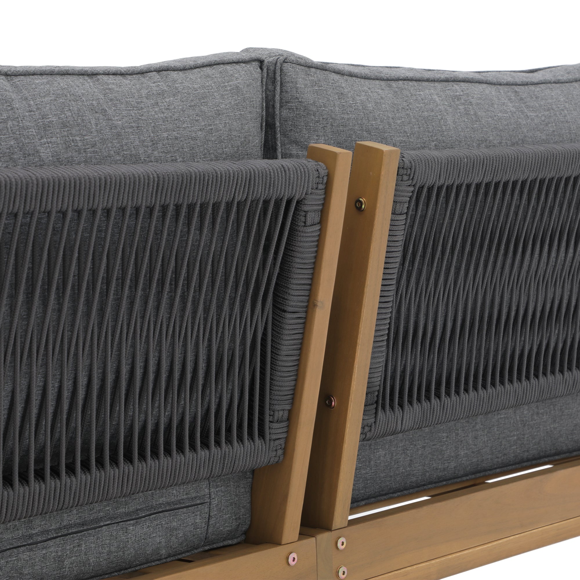 Foristern wooden Outdoor L-Shaped Sofa Set sofa seat back gray Rope design detail - Jardina Premium Modern Outdoor Patio Furniture #color_grey