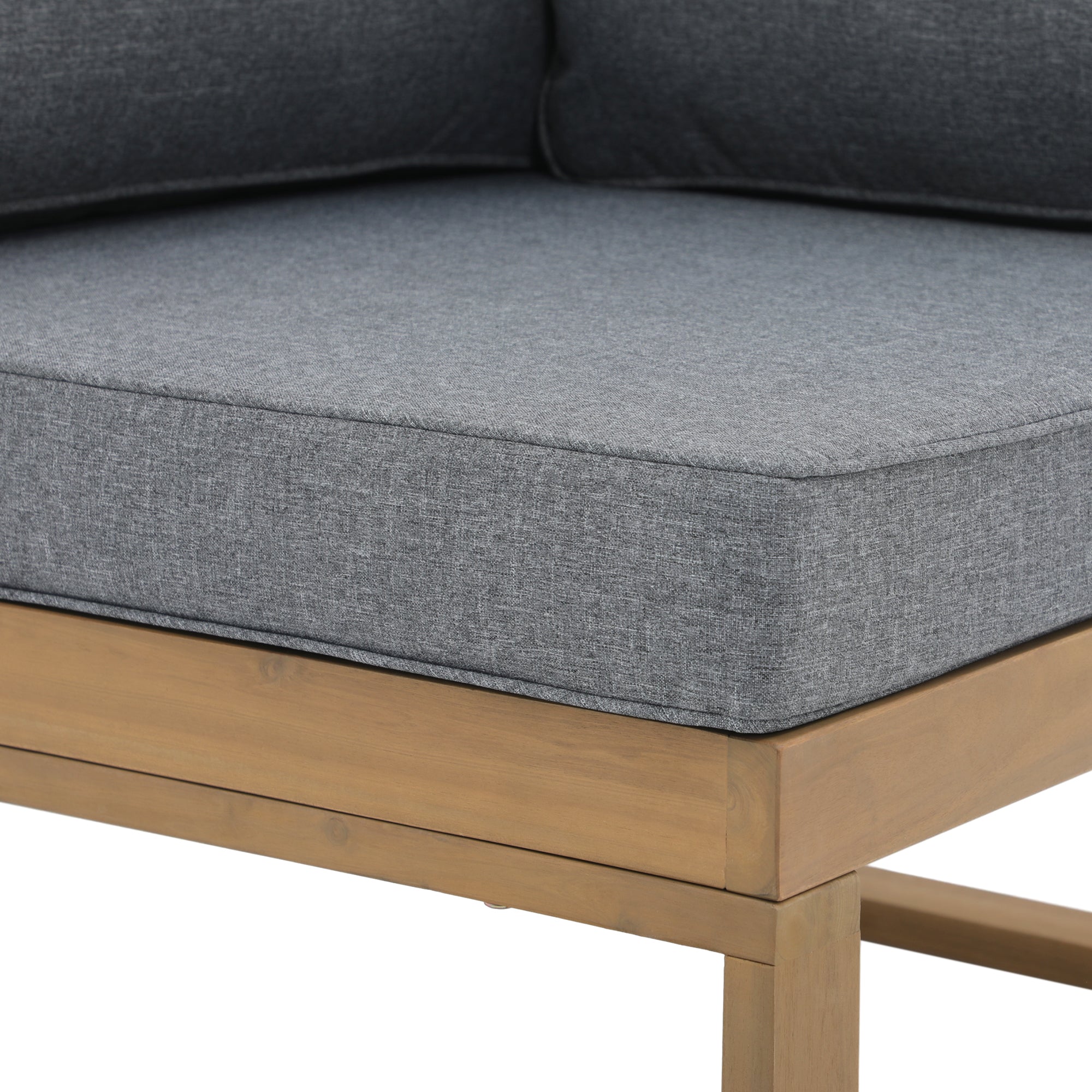 Foristern wooden Outdoor L-Shaped Sofa Set , gray seat cushion detail - Jardina Premium Modern Outdoor Patio Furniture #color_grey