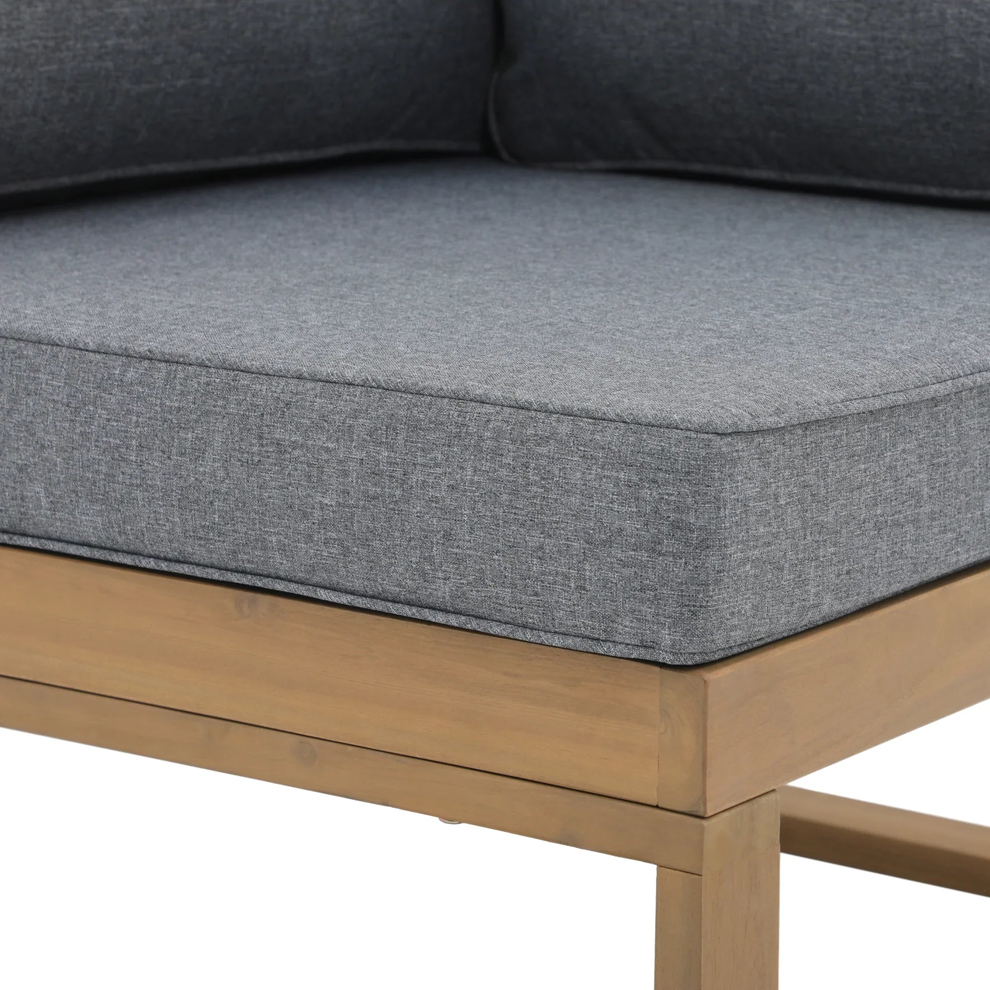 Foristern wooden Outdoor L-Shaped Sofa Set , gray seat cushion detail - Jardina Premium Modern Outdoor Patio Furniture#color_grey