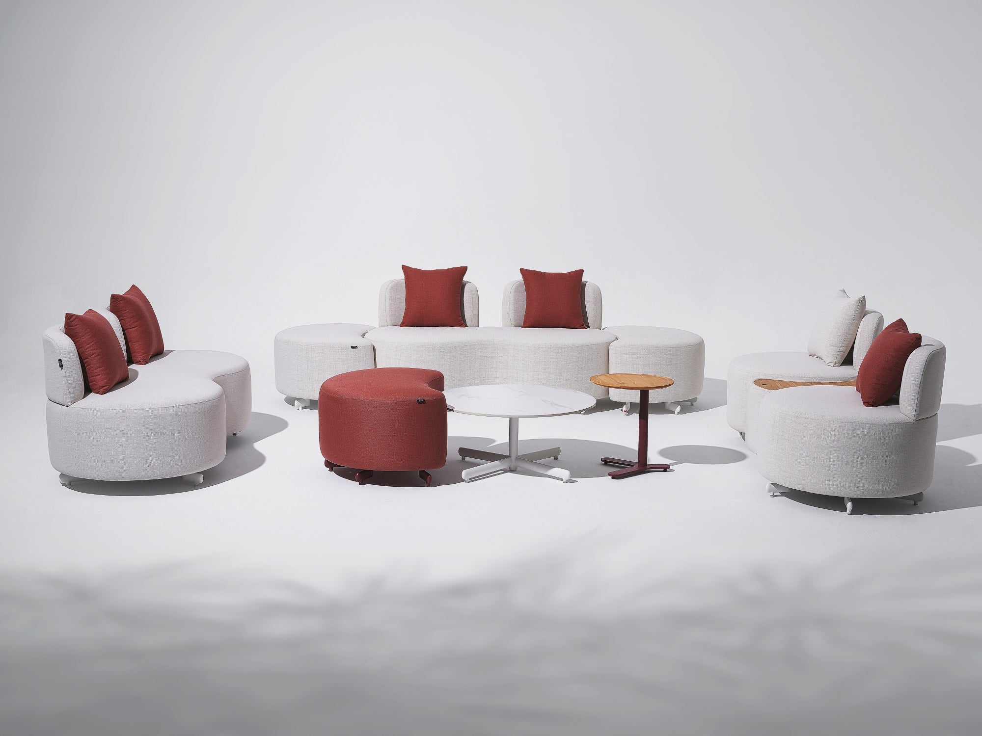 Moon 6-Seat Outdoor Conversation Sofa Set in Aluminum- Jardina Premium Modern Outdoor Patio Furniture