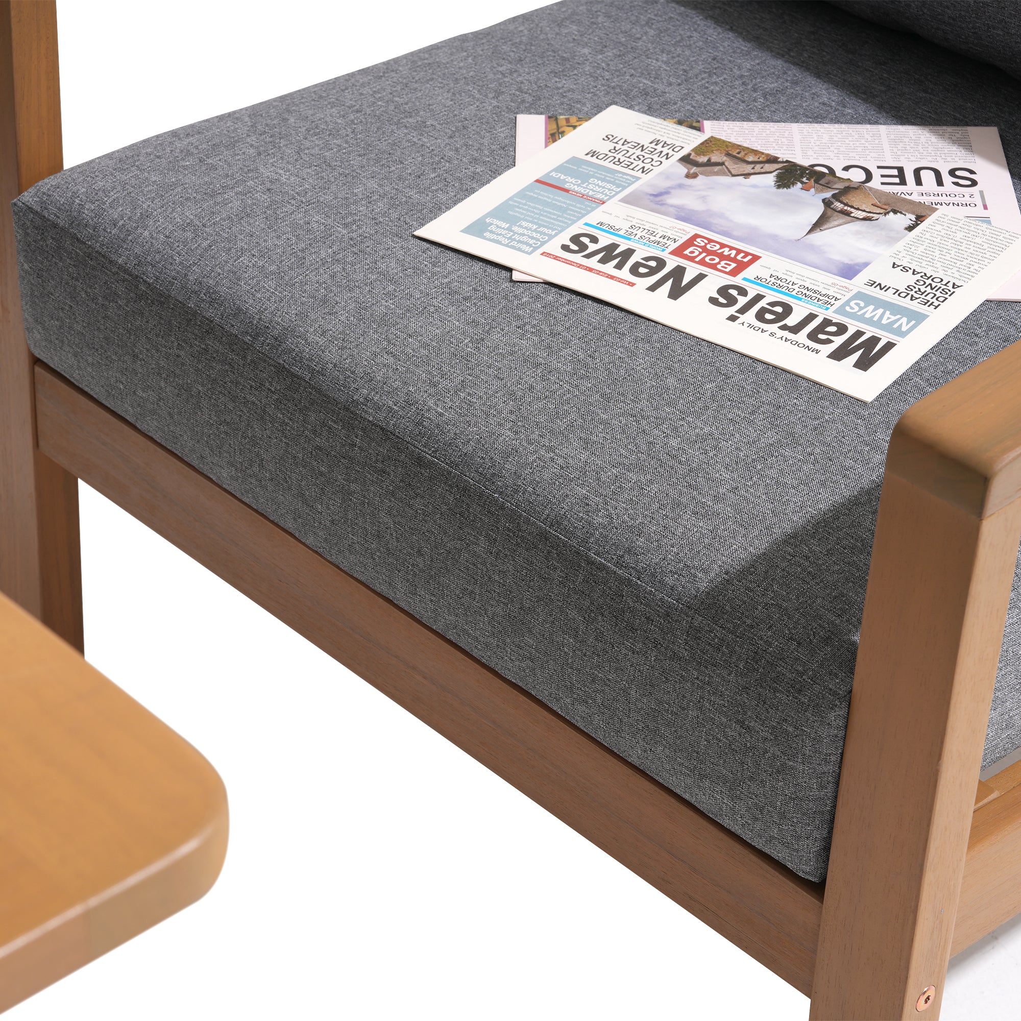 Noto outdoor sofa with thick gray cushion detail- Jardina Modern Premium Patio Outdoor Furniture
