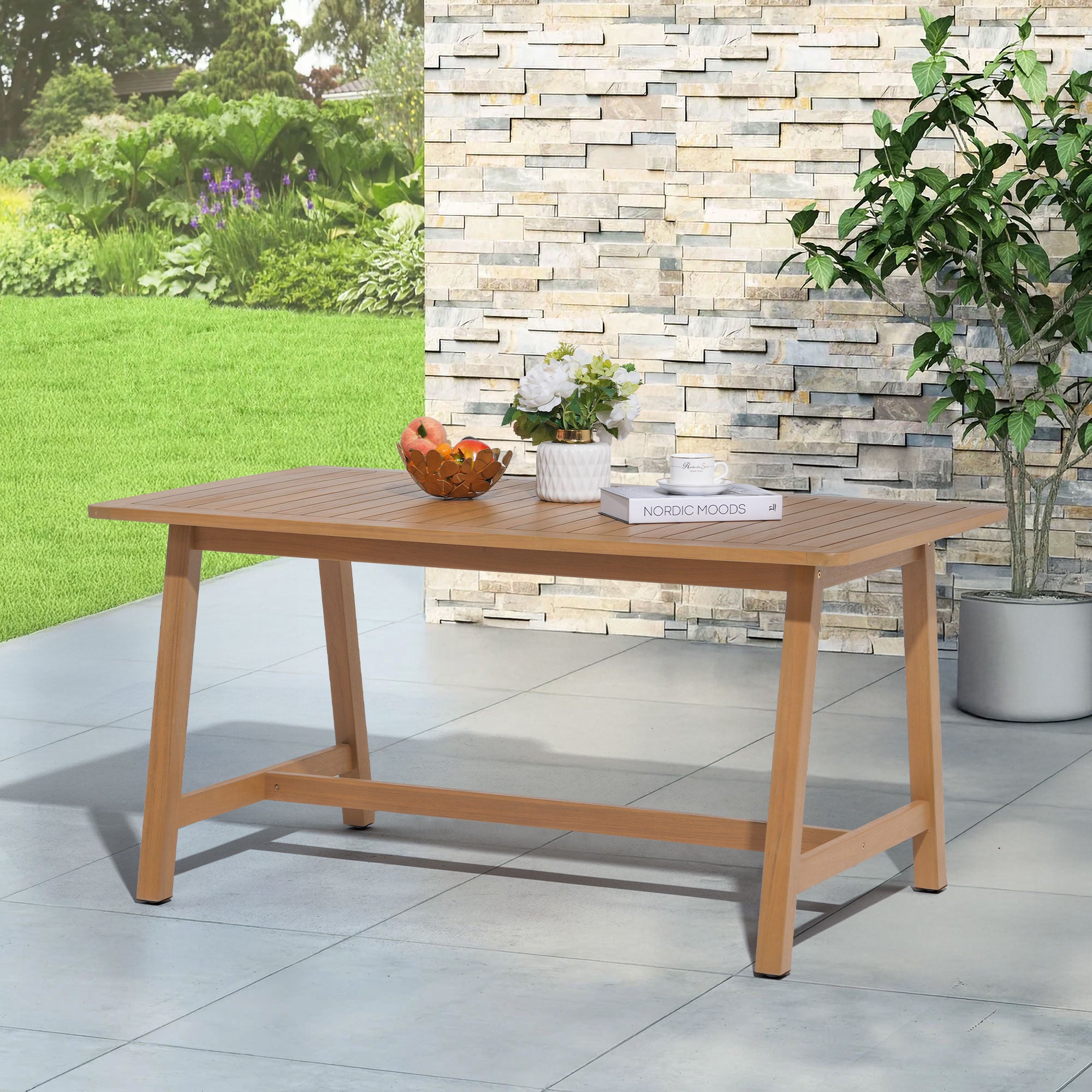 Wooden rectangular outdoor dining table- Jardina Modern Premium Patio Outdoor Furniture