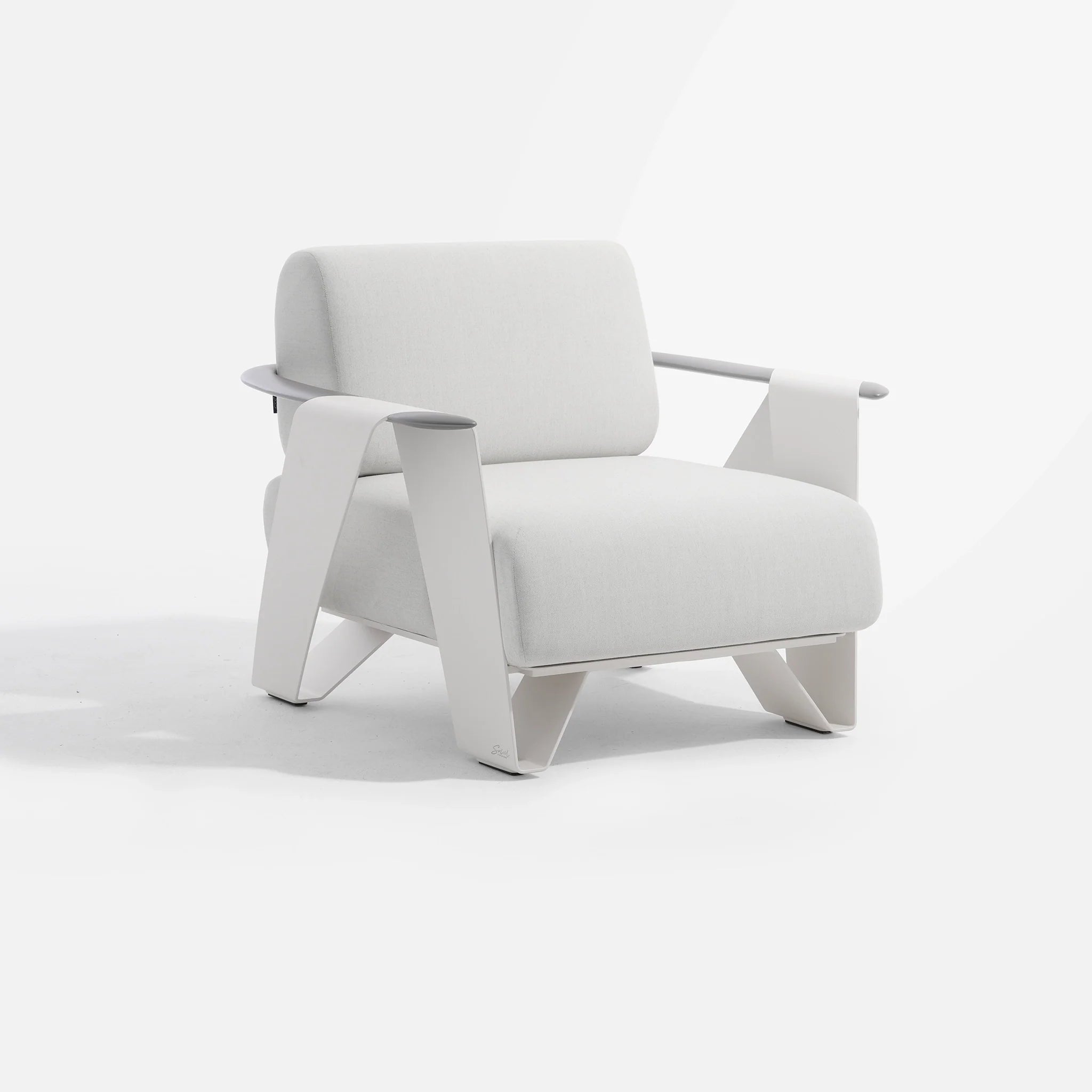Aluminum Lounge Chair, white single sofa with white cushions - Jardina Premium Modern Outdoor Patio Furniture